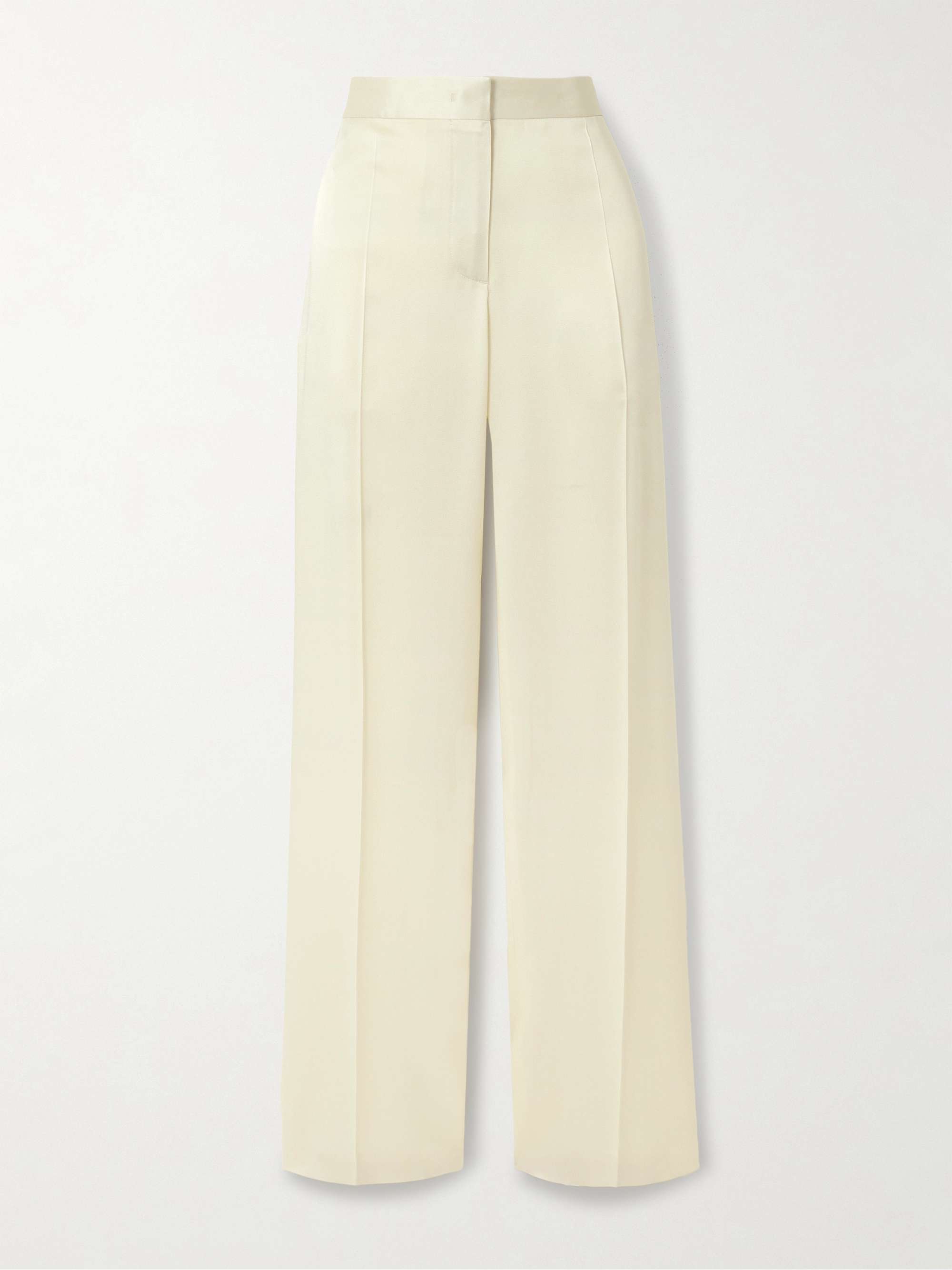 Pleated satin straight-leg pants view