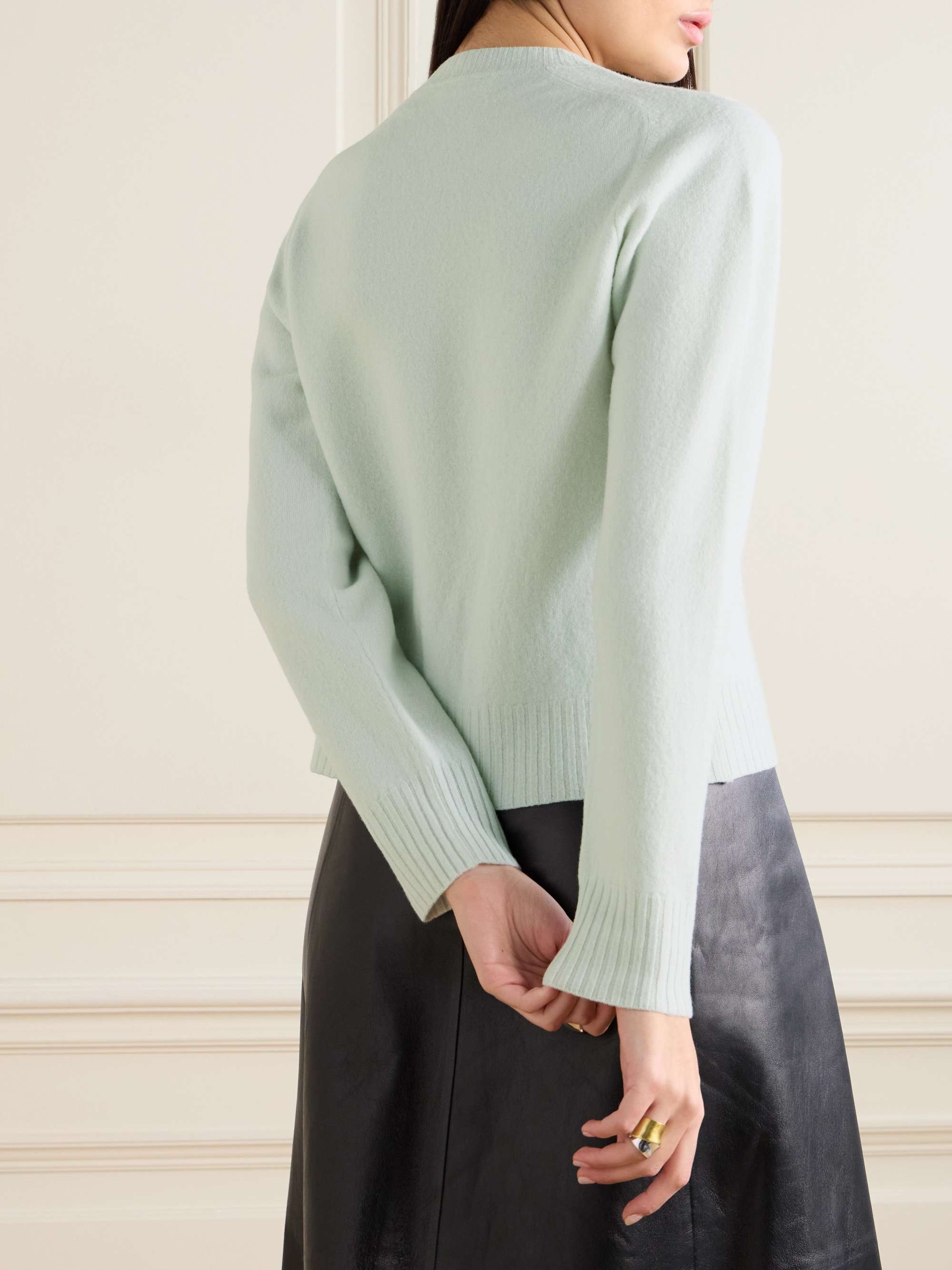 Boiled merino wool sweater view