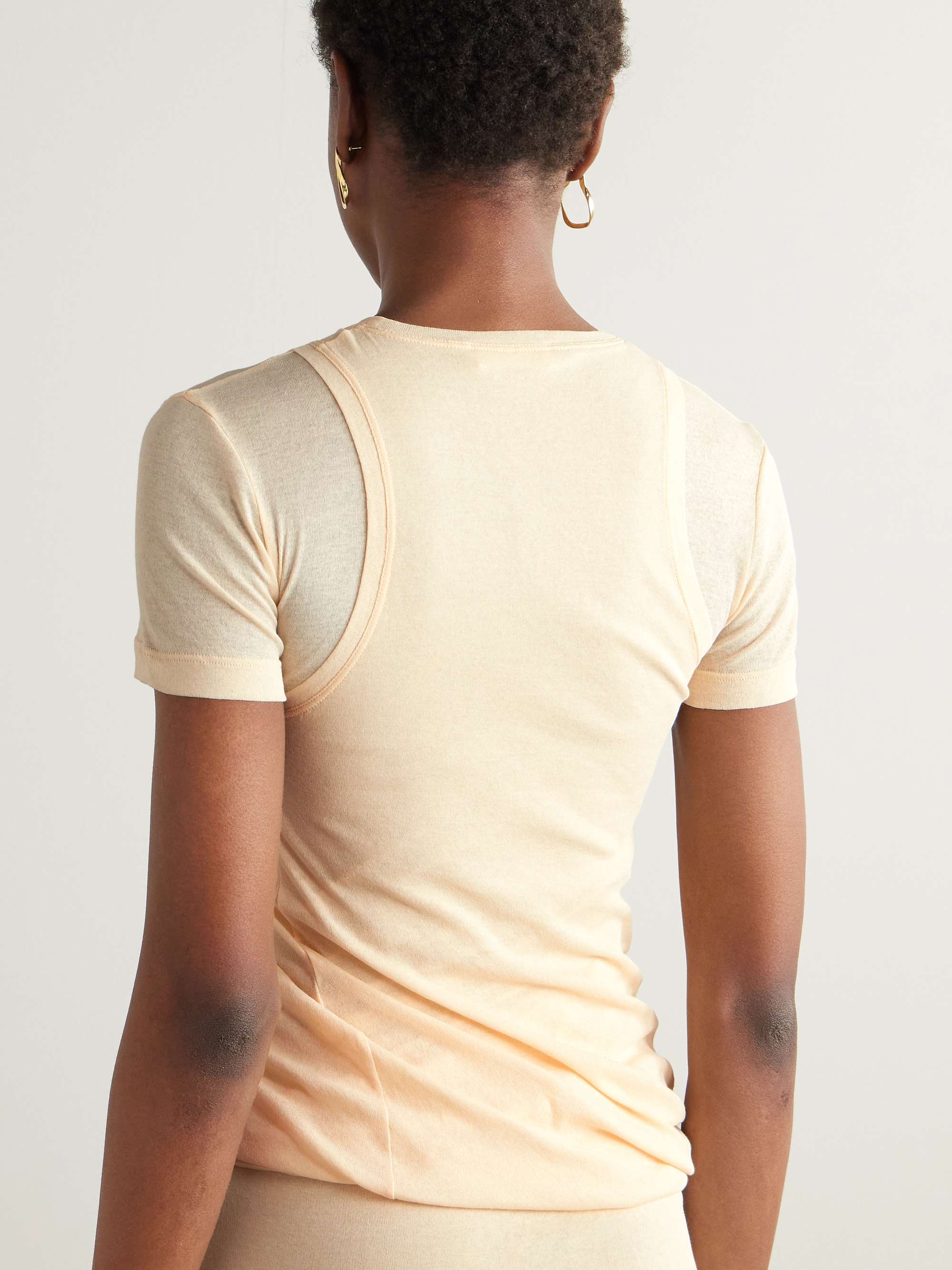 Layered cotton-crepe T-shirt view
