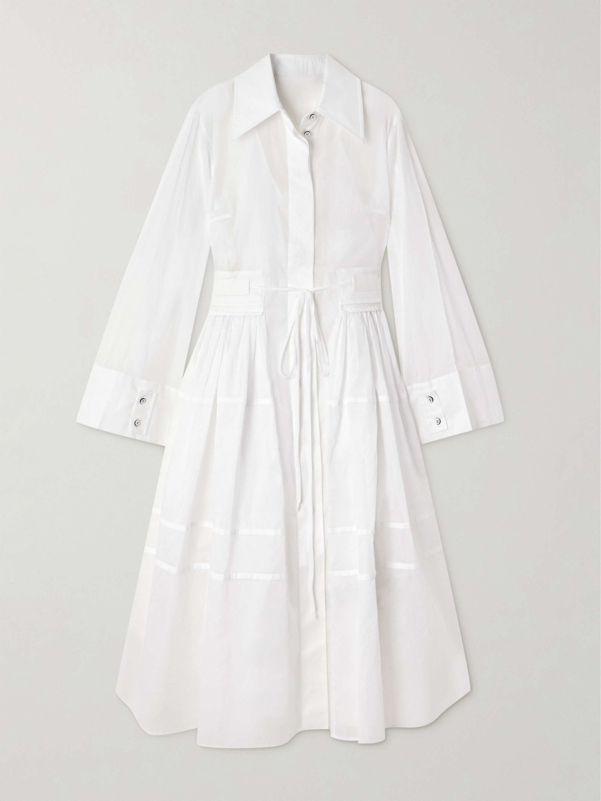 Gathered cotton-poplin midi dress view