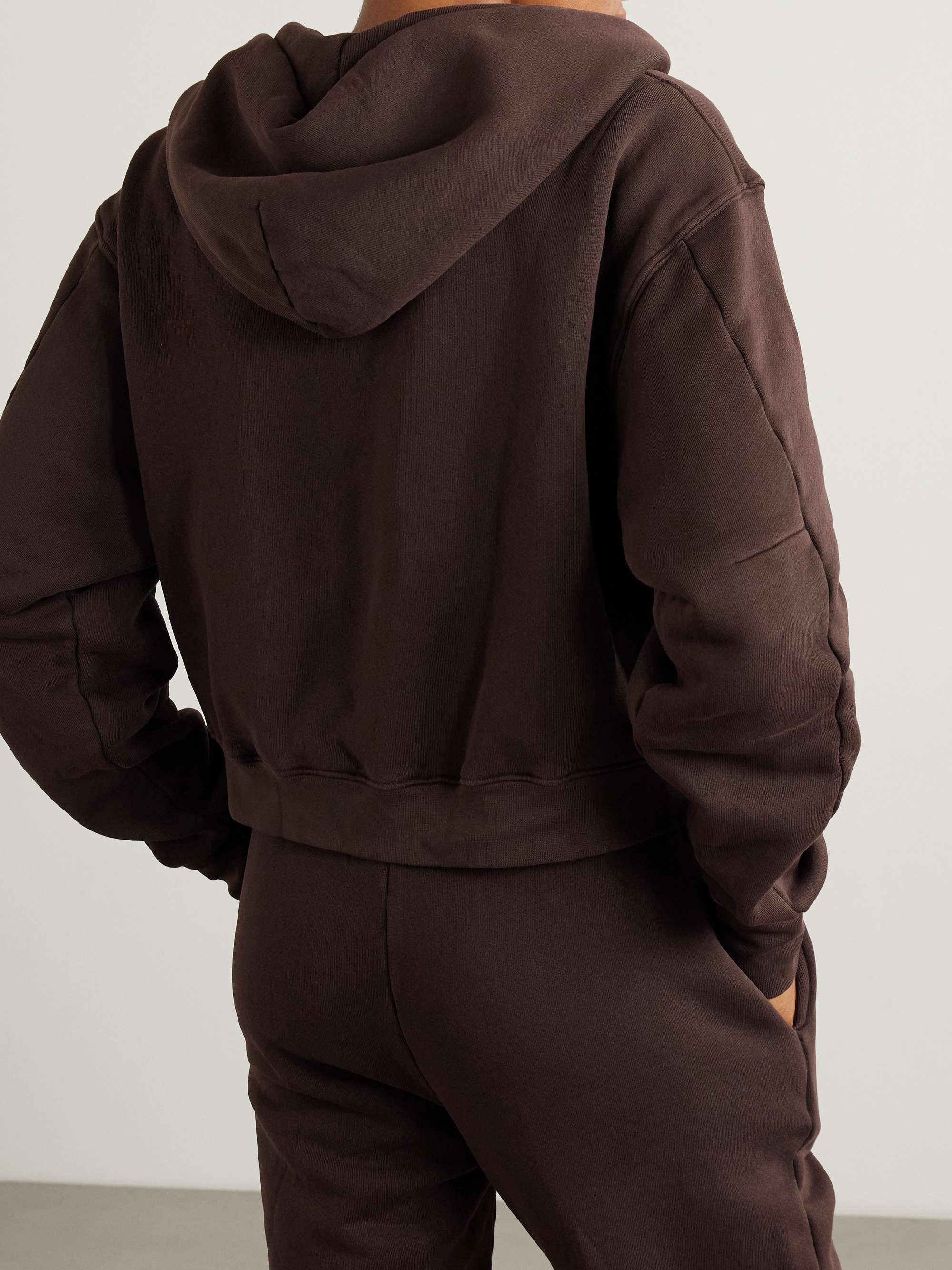 Zendaya cropped cotton-jersey hoodie view