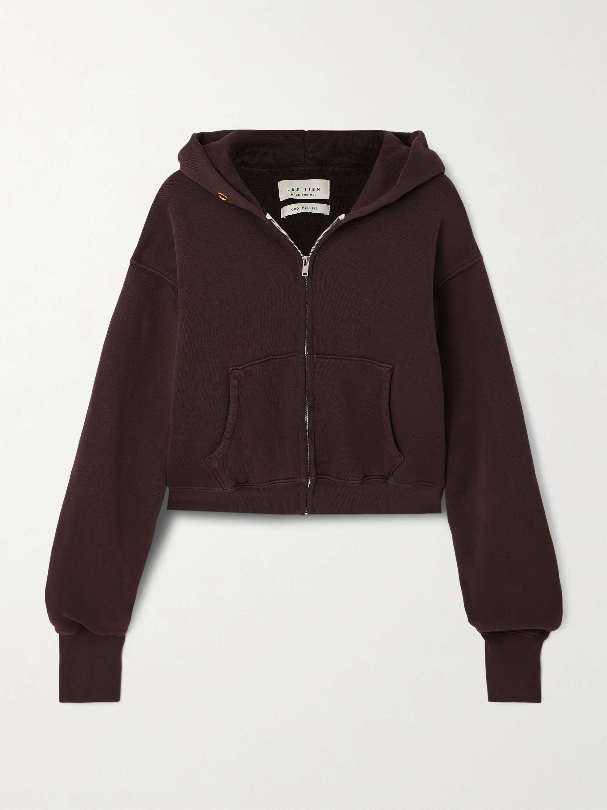 Zendaya cropped cotton-jersey hoodie view