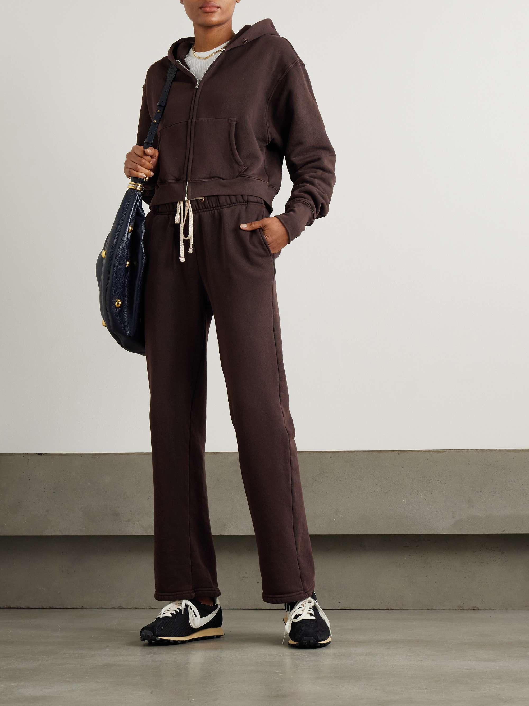 Zendaya cropped cotton-jersey hoodie view