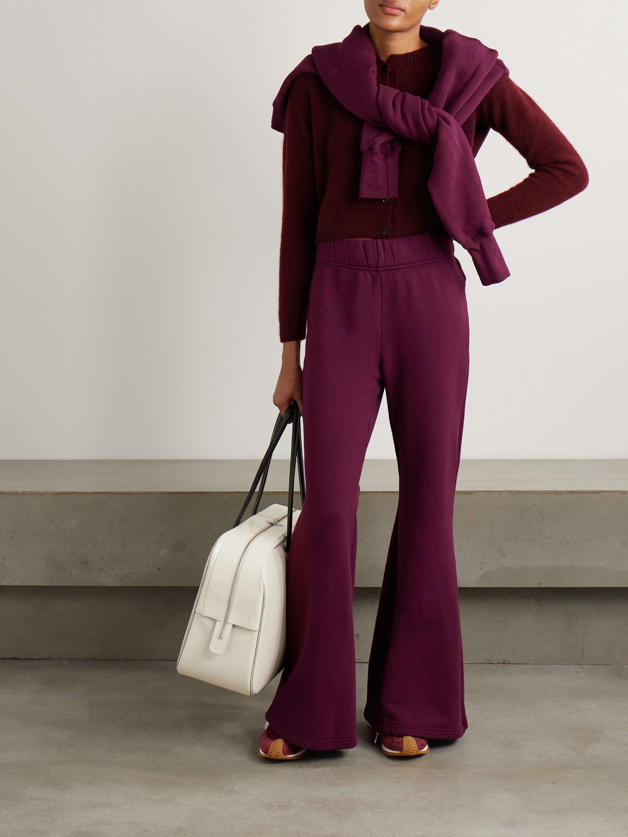 Cotton-jersey flared track pants view