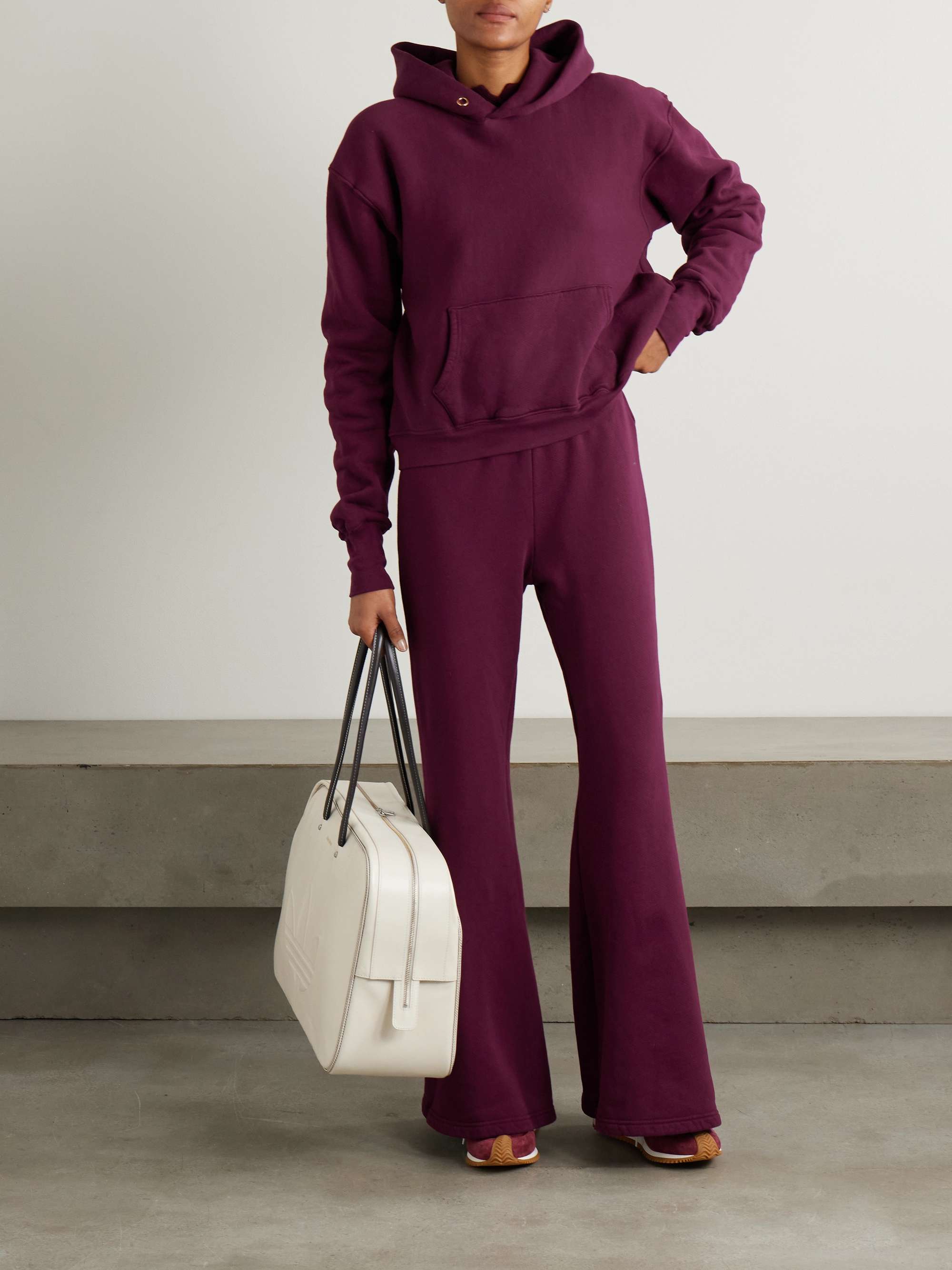 Cropped cotton-jersey hoodie view