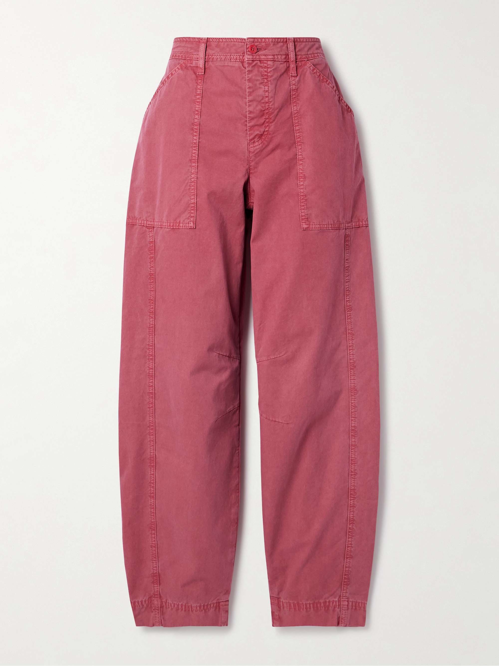 Cotton-twill straight-leg cargo pants view