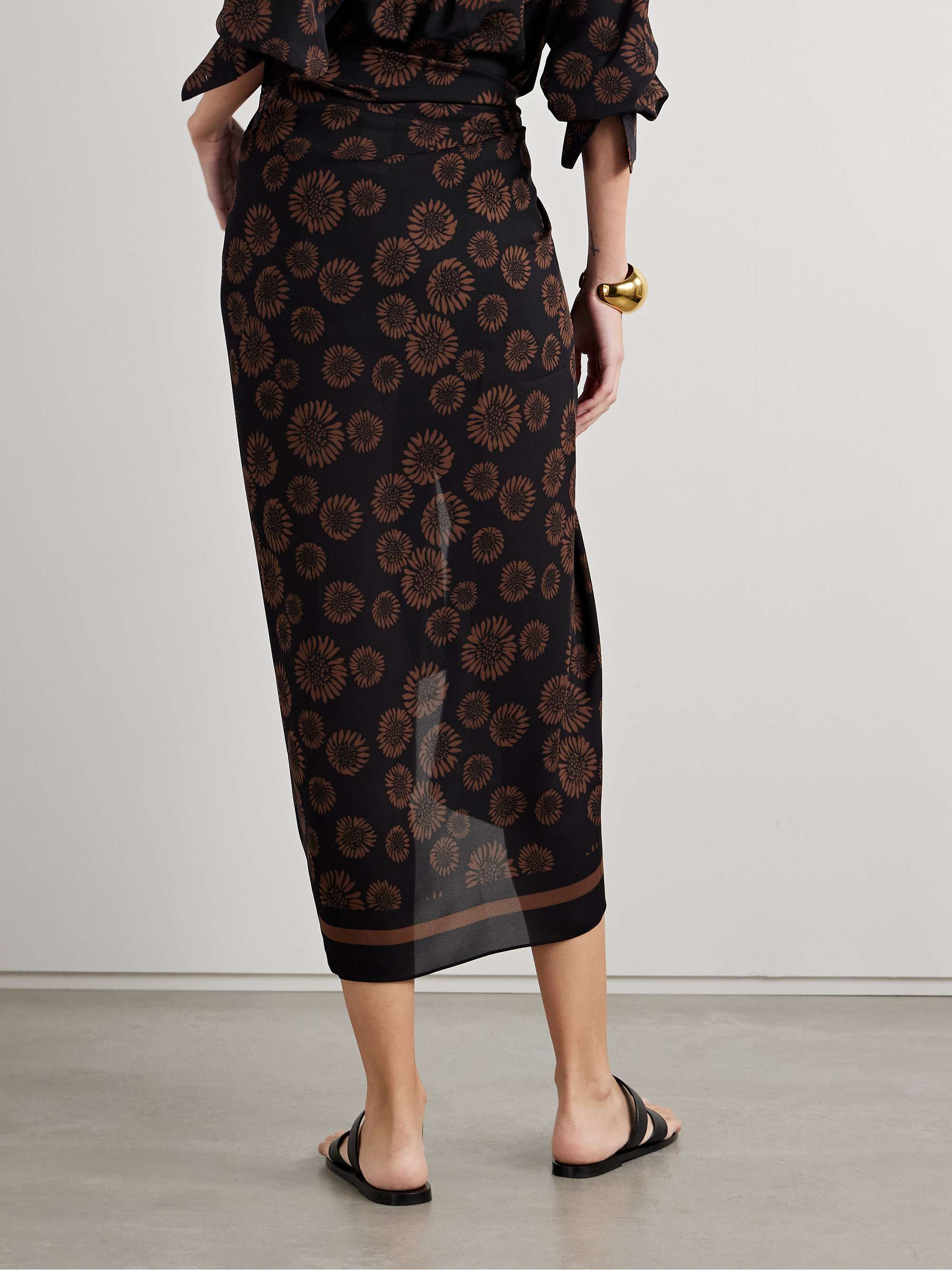 Floral-print silk-georgette pareo view