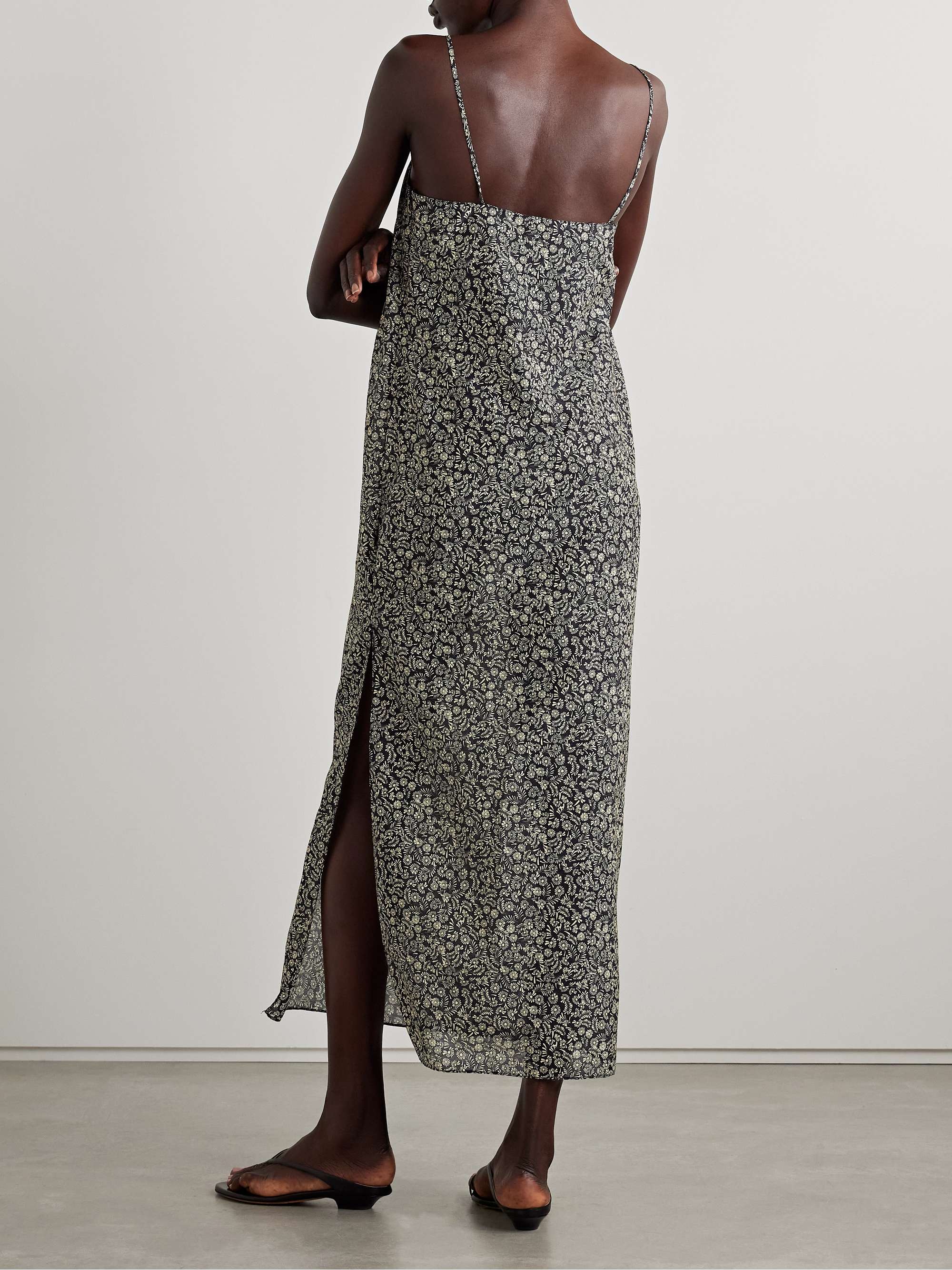 Floral-print organic cotton and silk-blend midi dress view