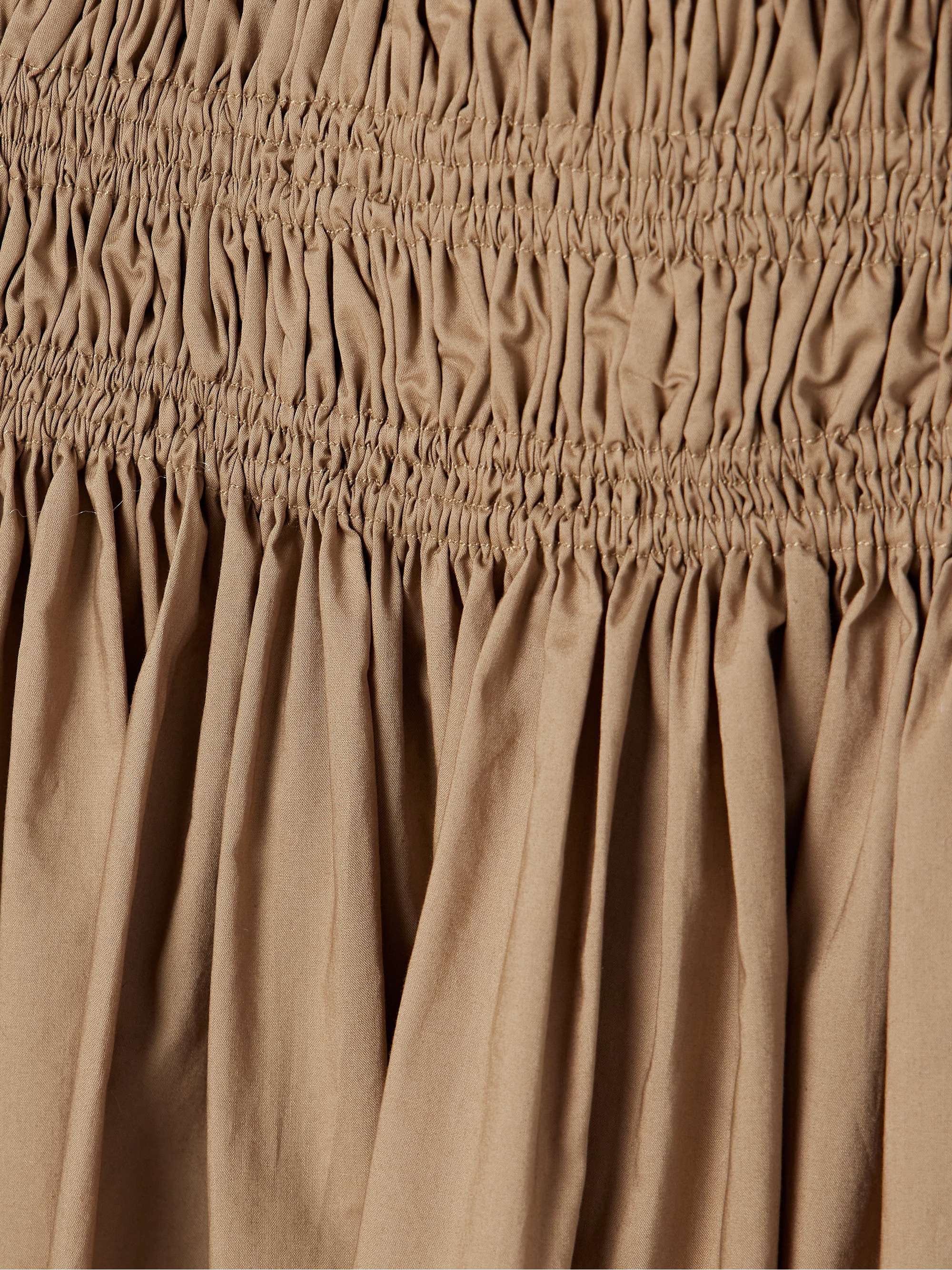 Shirred organic cotton-poplin midi dress view