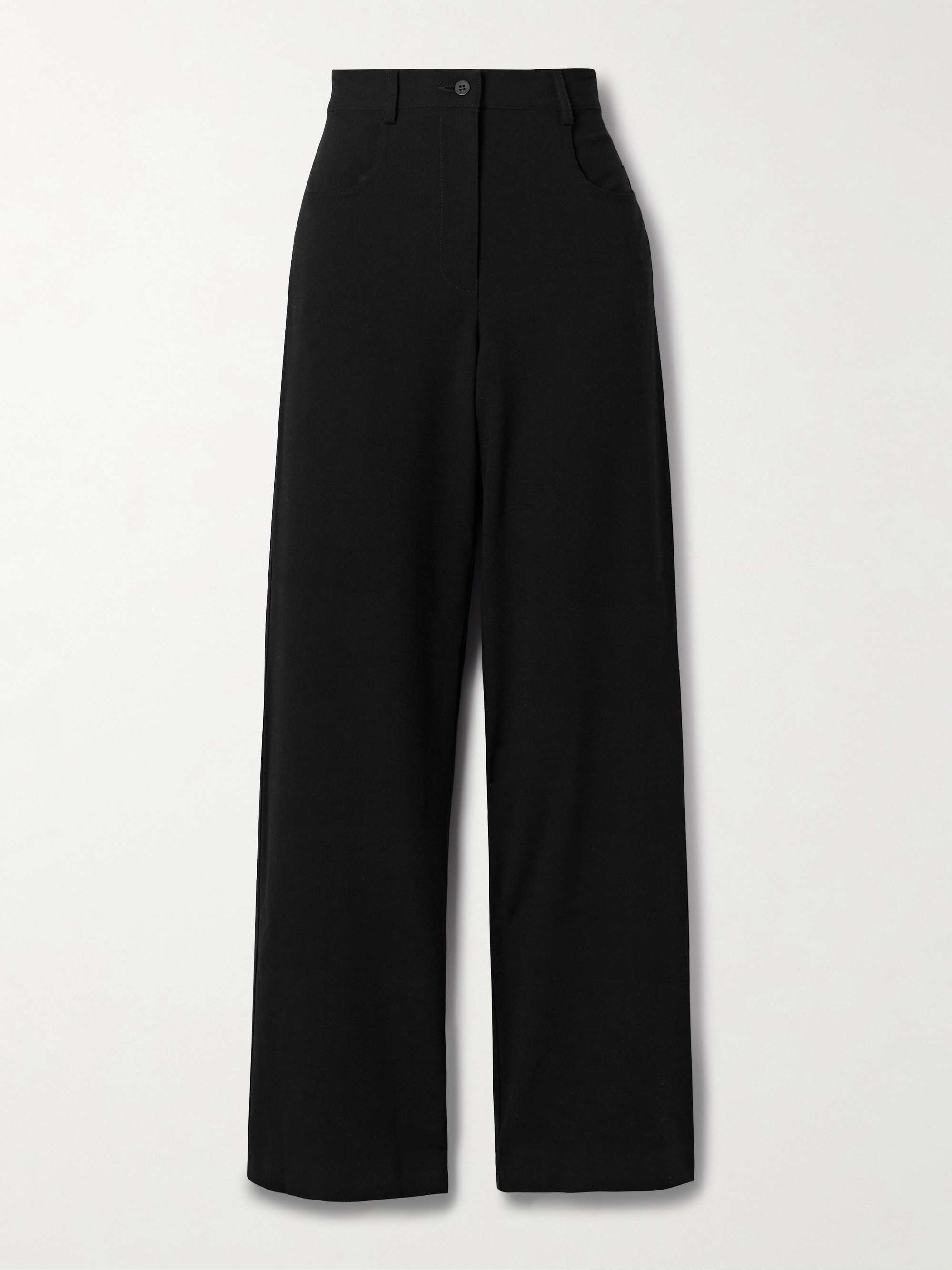 Wool-blend crepe straight-leg pants view