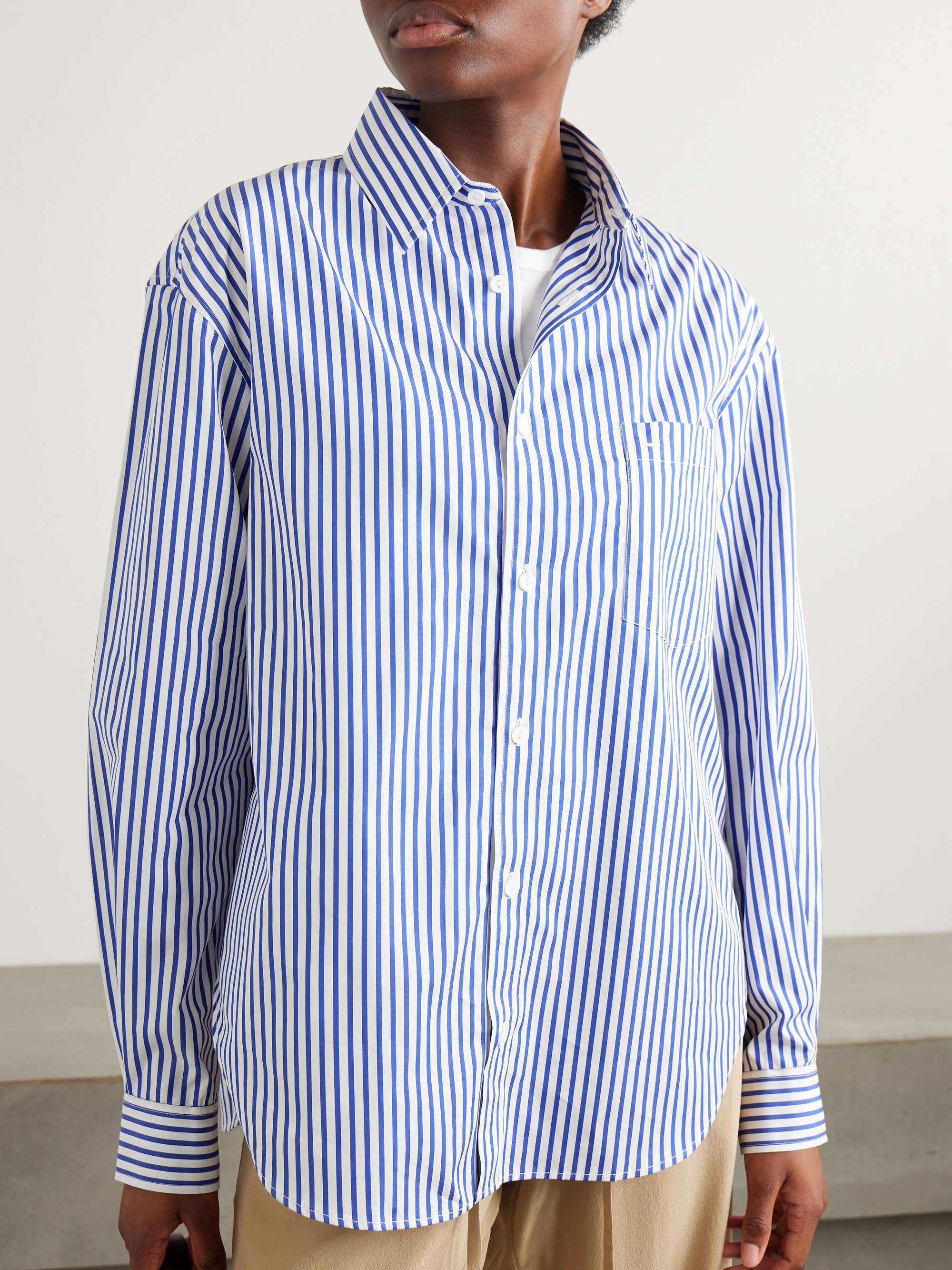 + NET SUSTAIN striped organic cotton-poplin shirt view