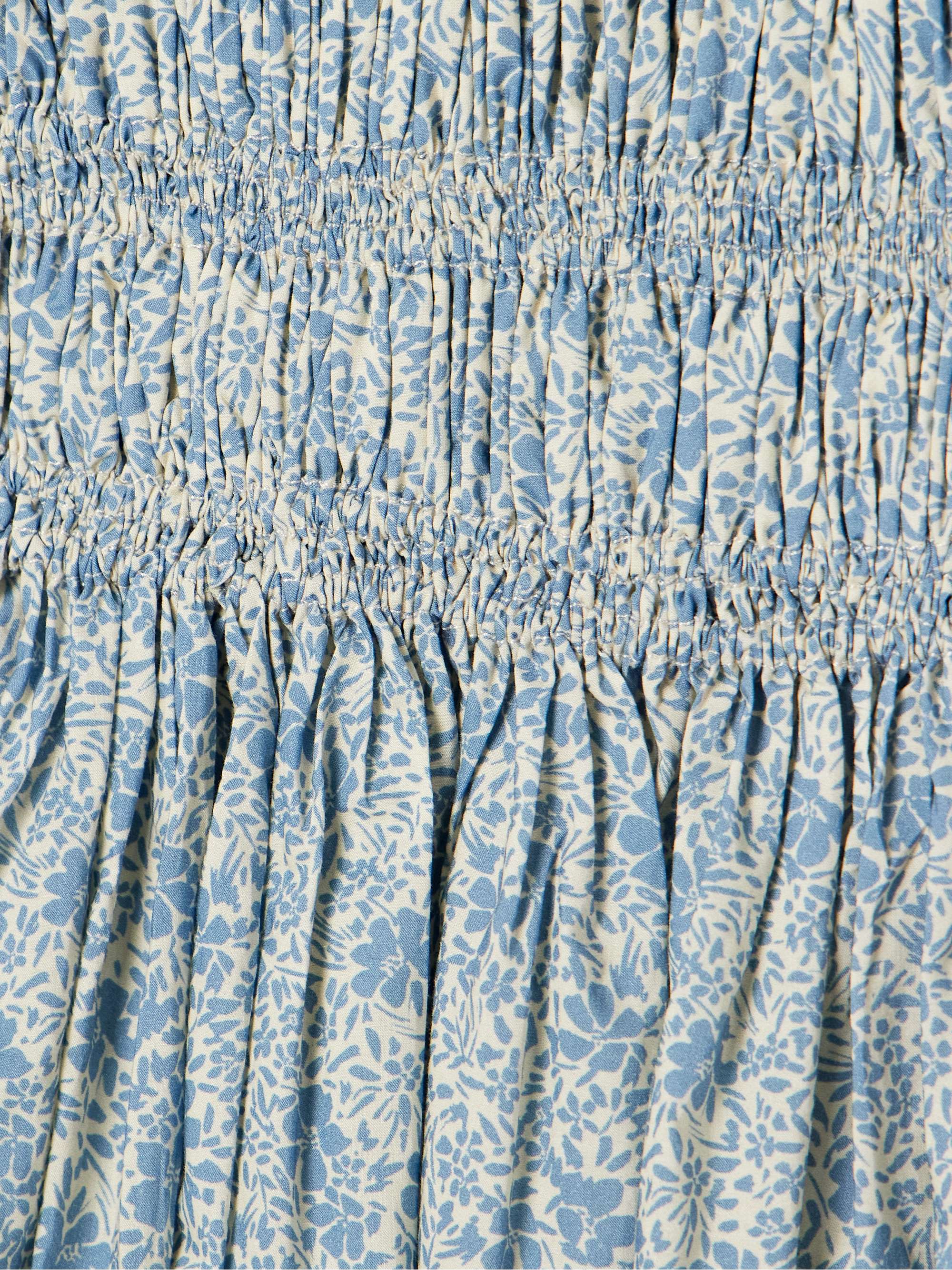 Floral-print shirred organic cotton-poplin midi dress view
