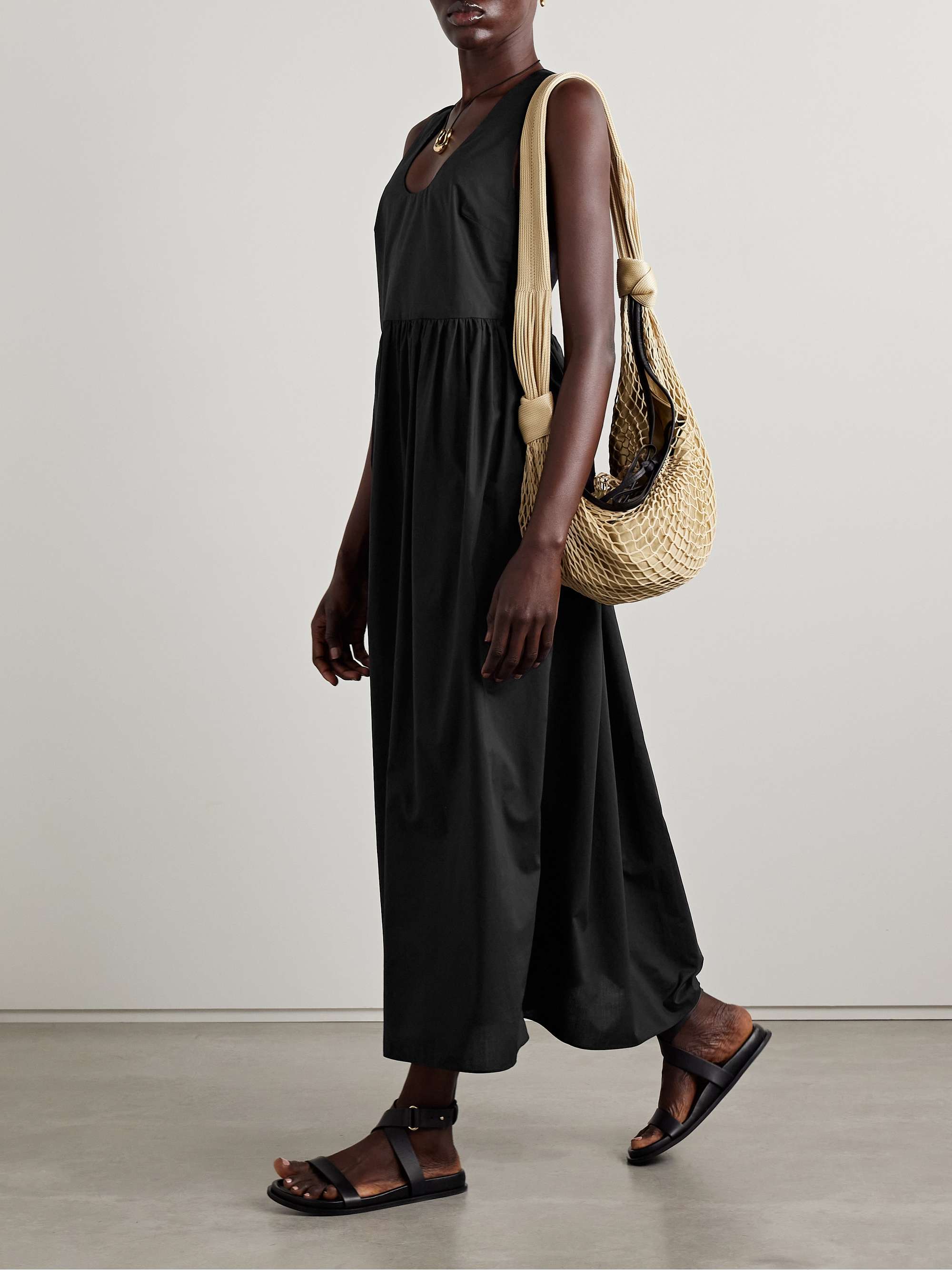 Gathered organic cotton-poplin midi dress view