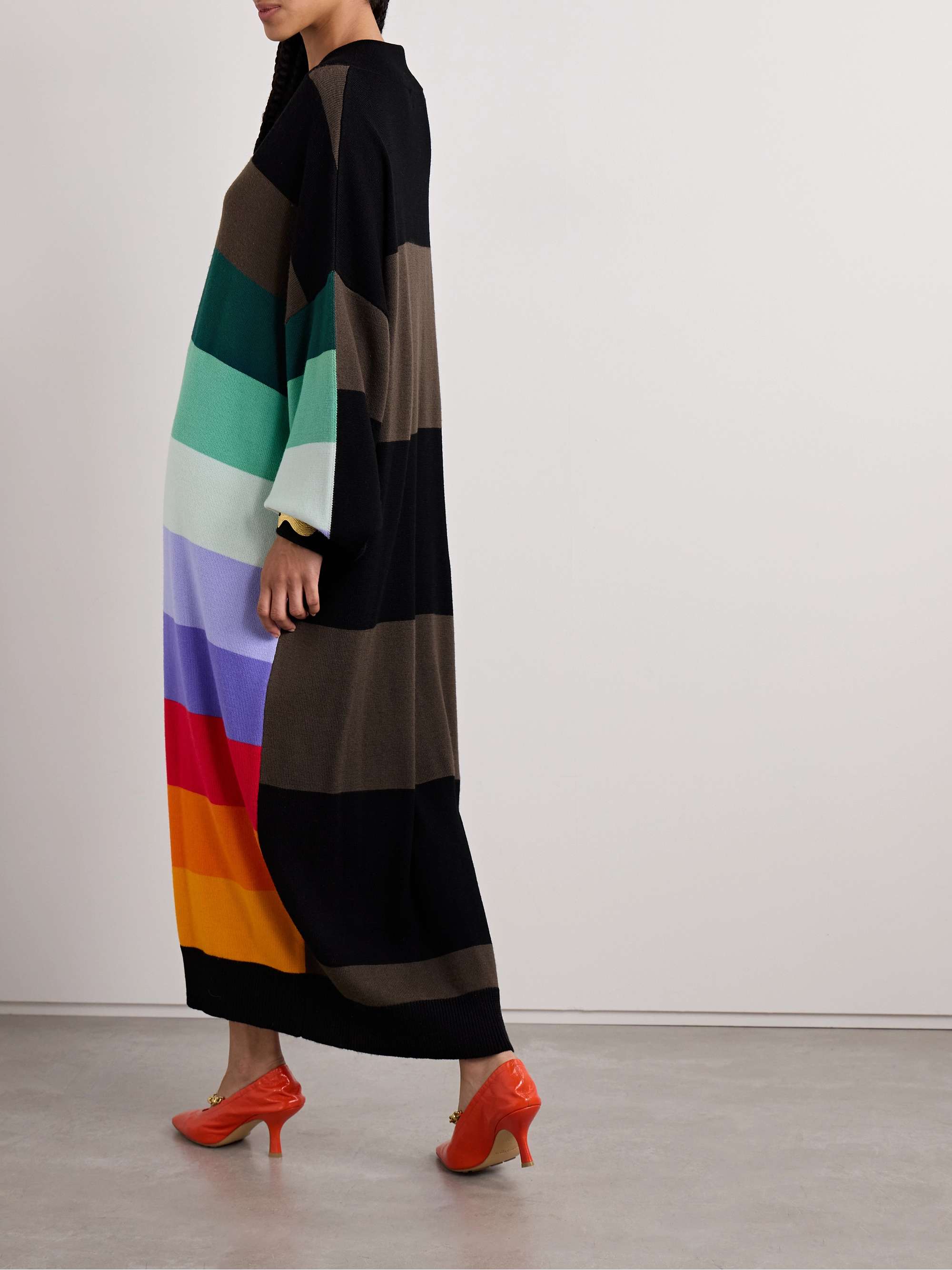 Oversized striped merino wool midi dress view