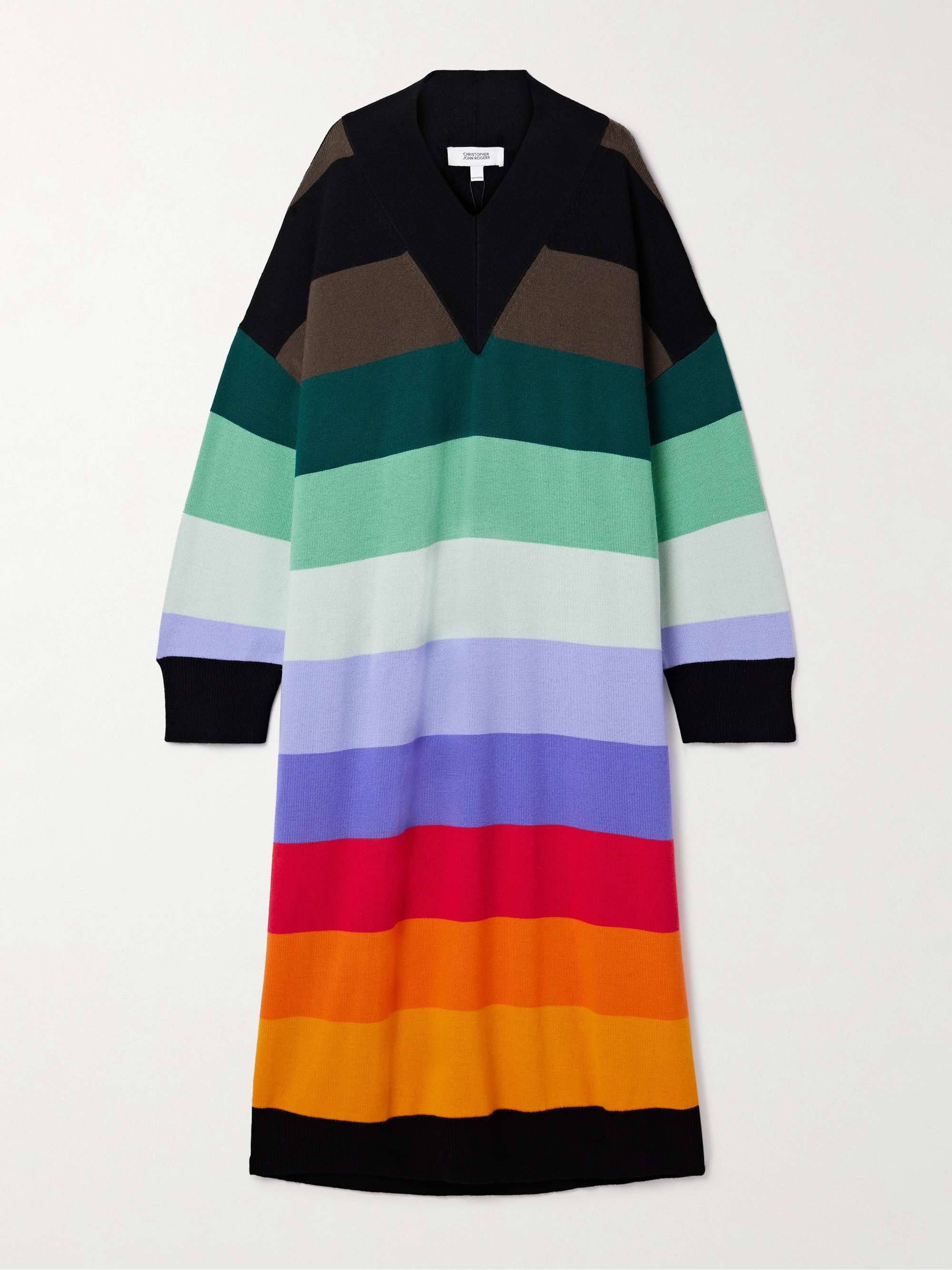 Oversized striped merino wool midi dress view