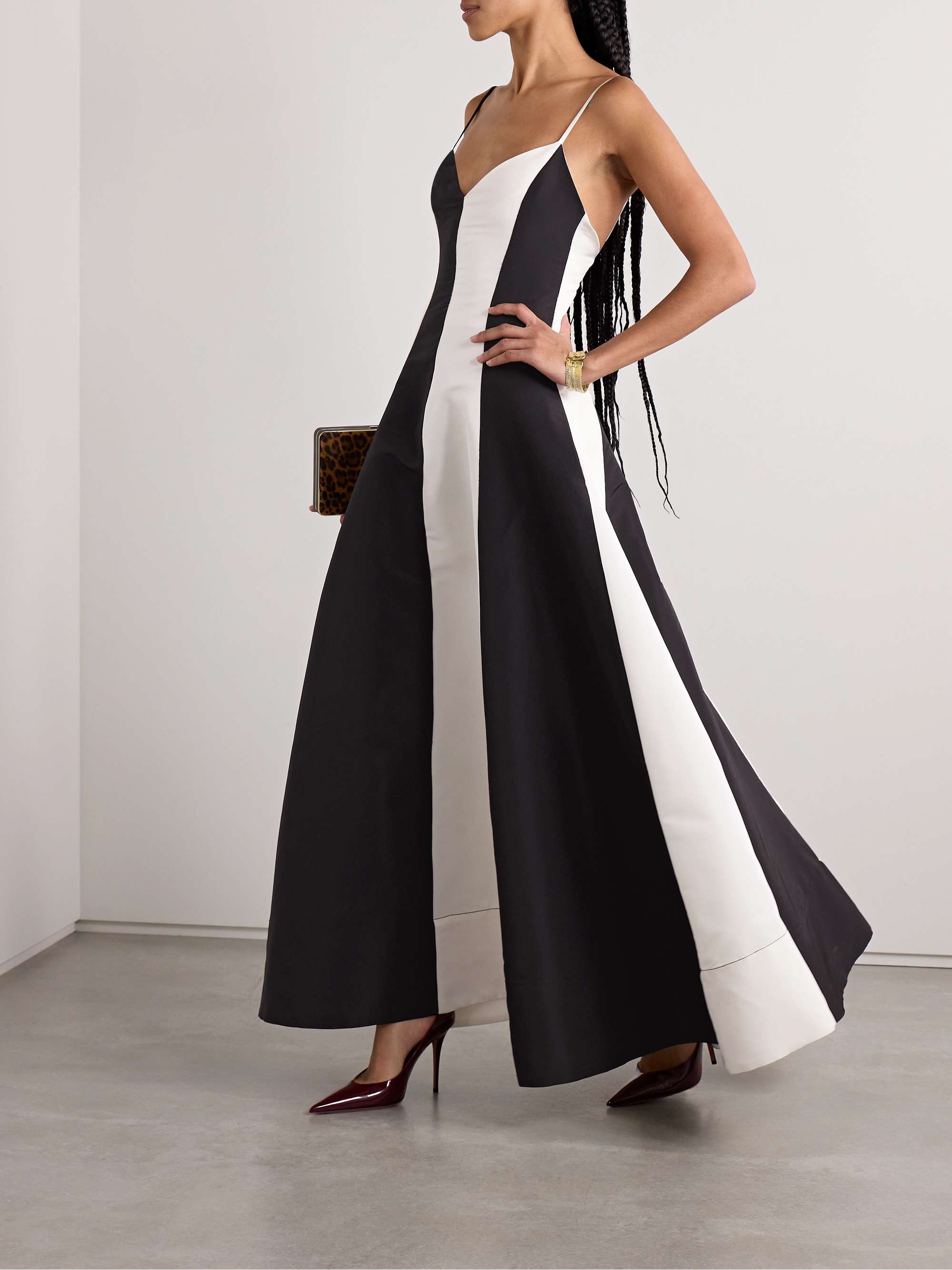 Striped silk-faille gown view