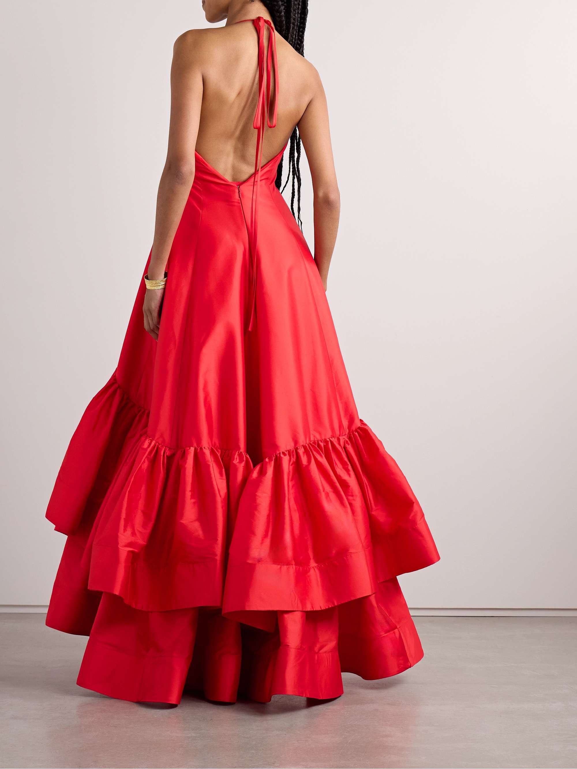 Tiered silk-taffeta halterneck gown view