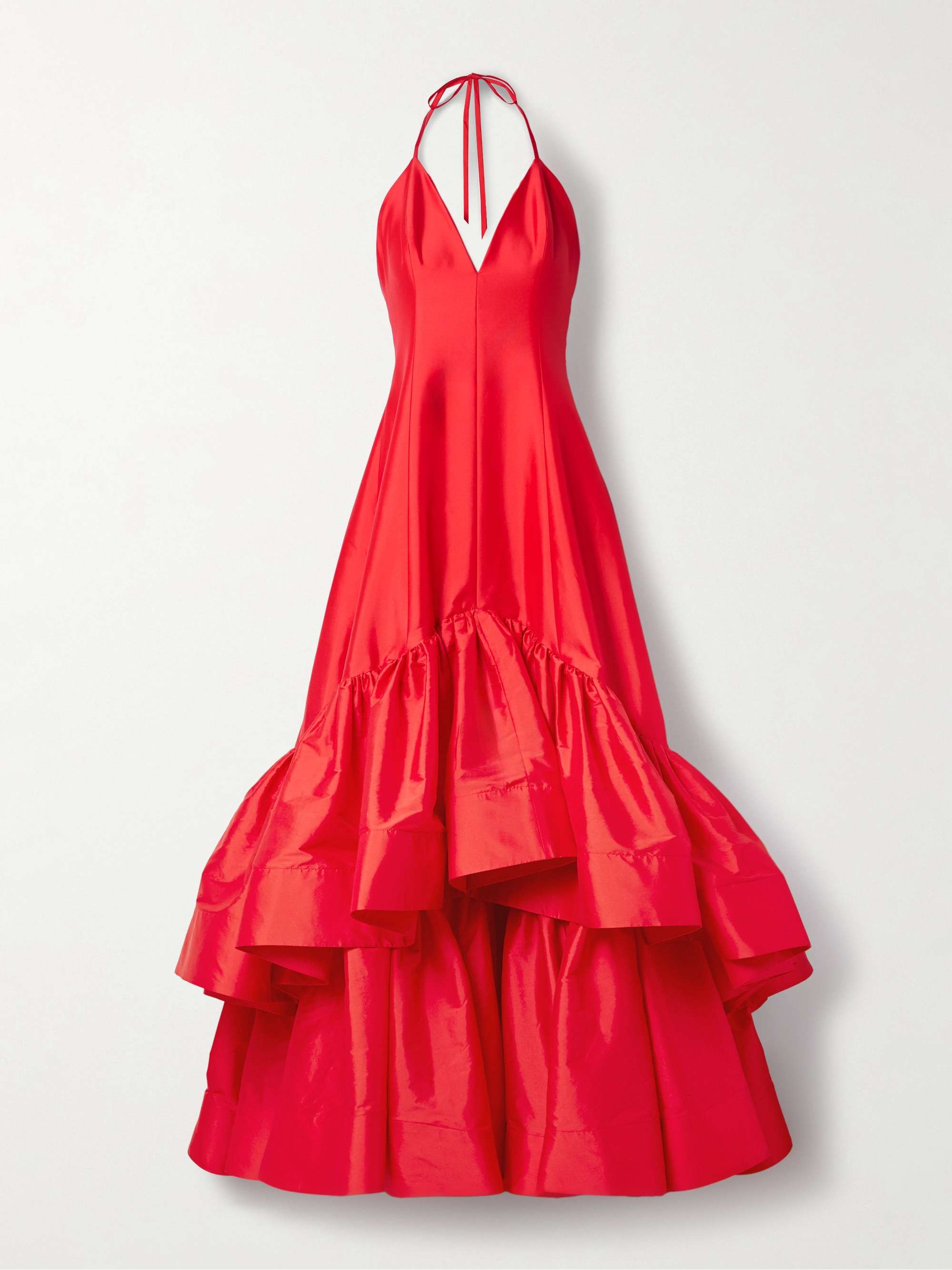 Tiered silk-taffeta halterneck gown view