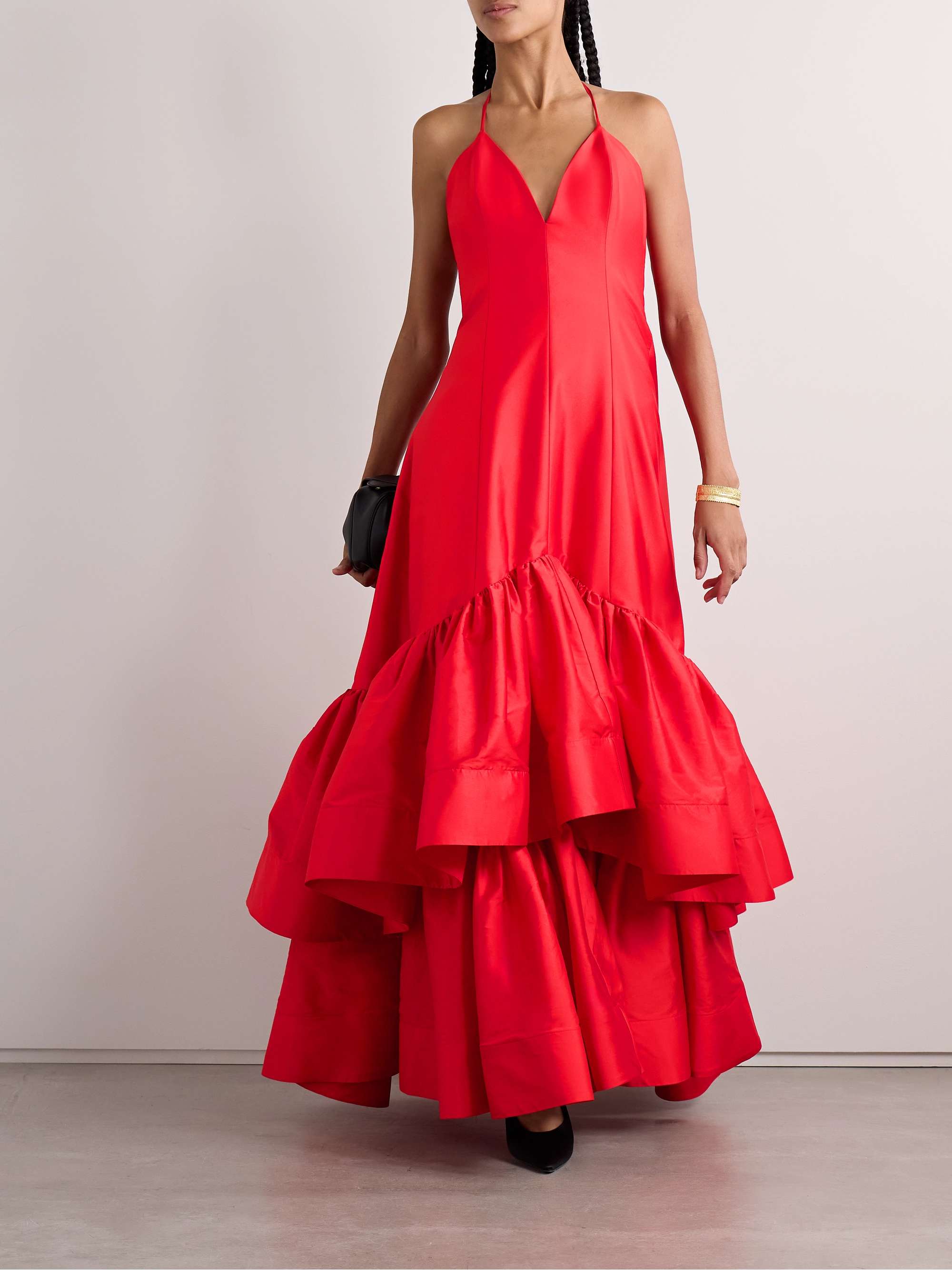 Tiered silk-taffeta halterneck gown view