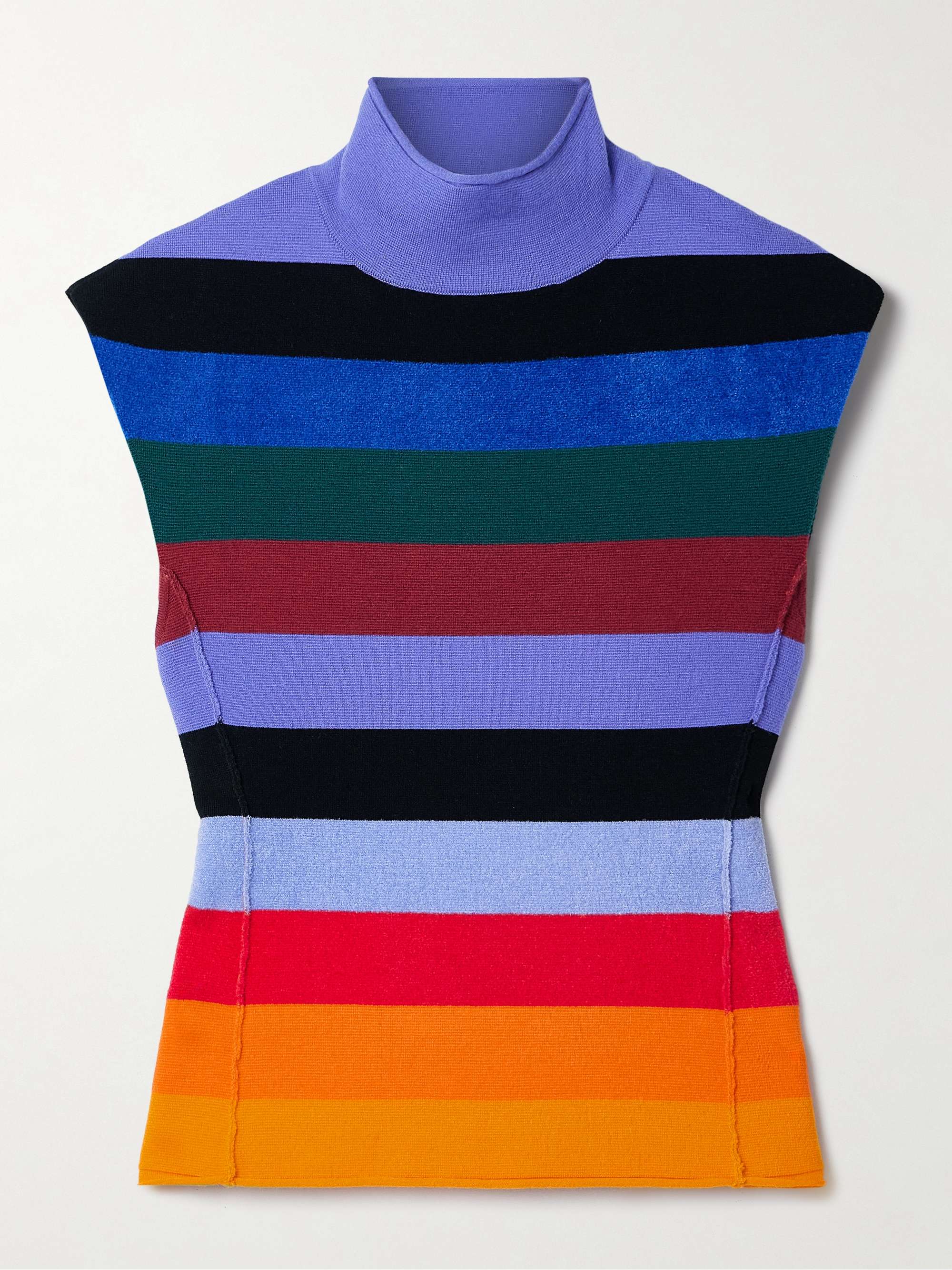 Striped wool-blend turtleneck tank view