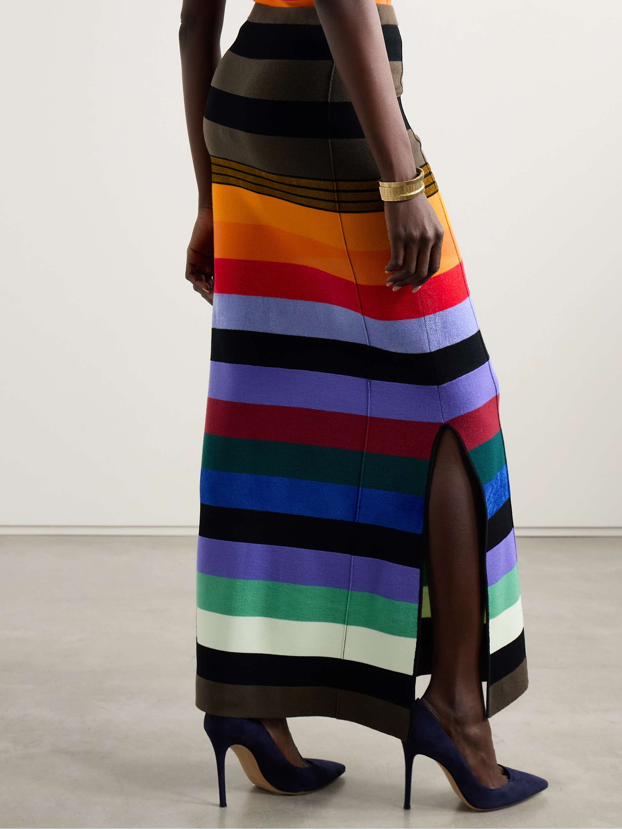 Striped wool-blend maxi skirt view