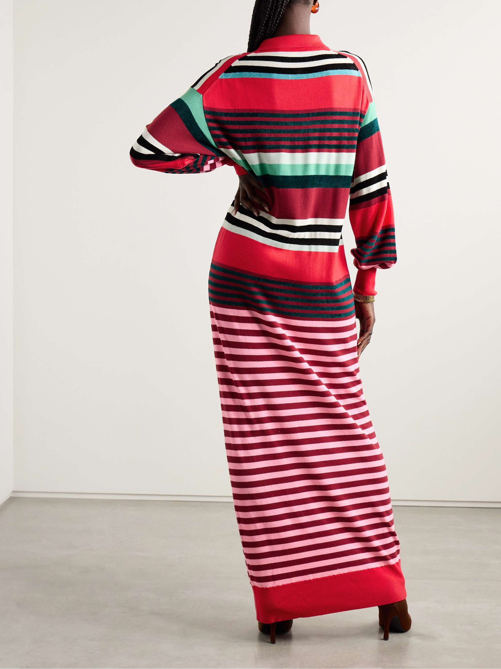 Striped wool-blend maxi dress view