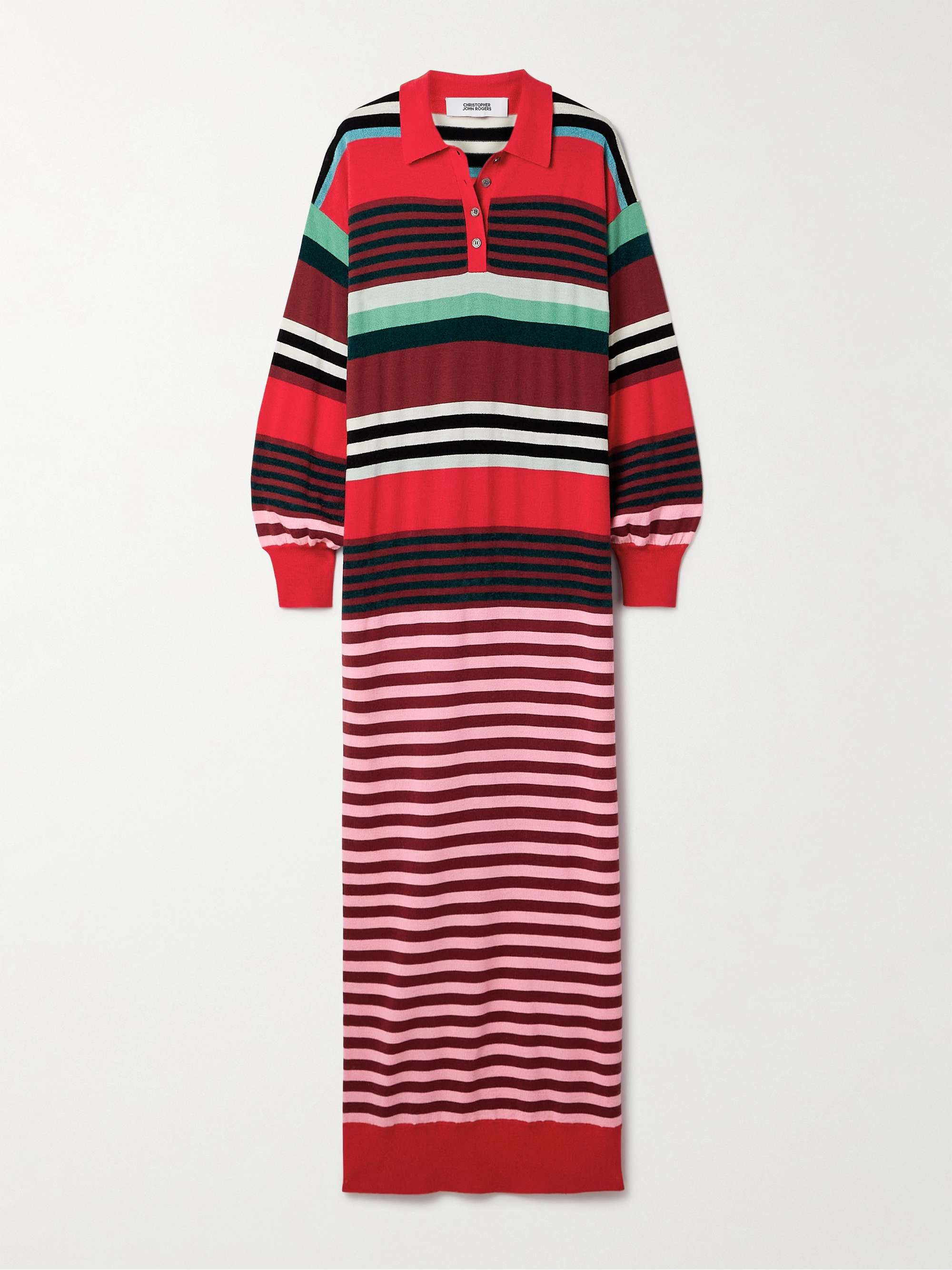 Striped wool-blend maxi dress view