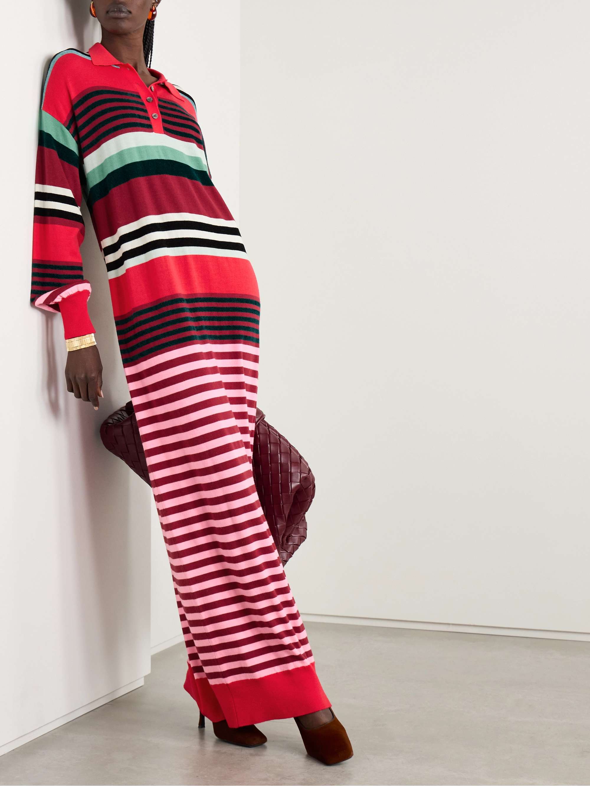 Striped wool-blend maxi dress view