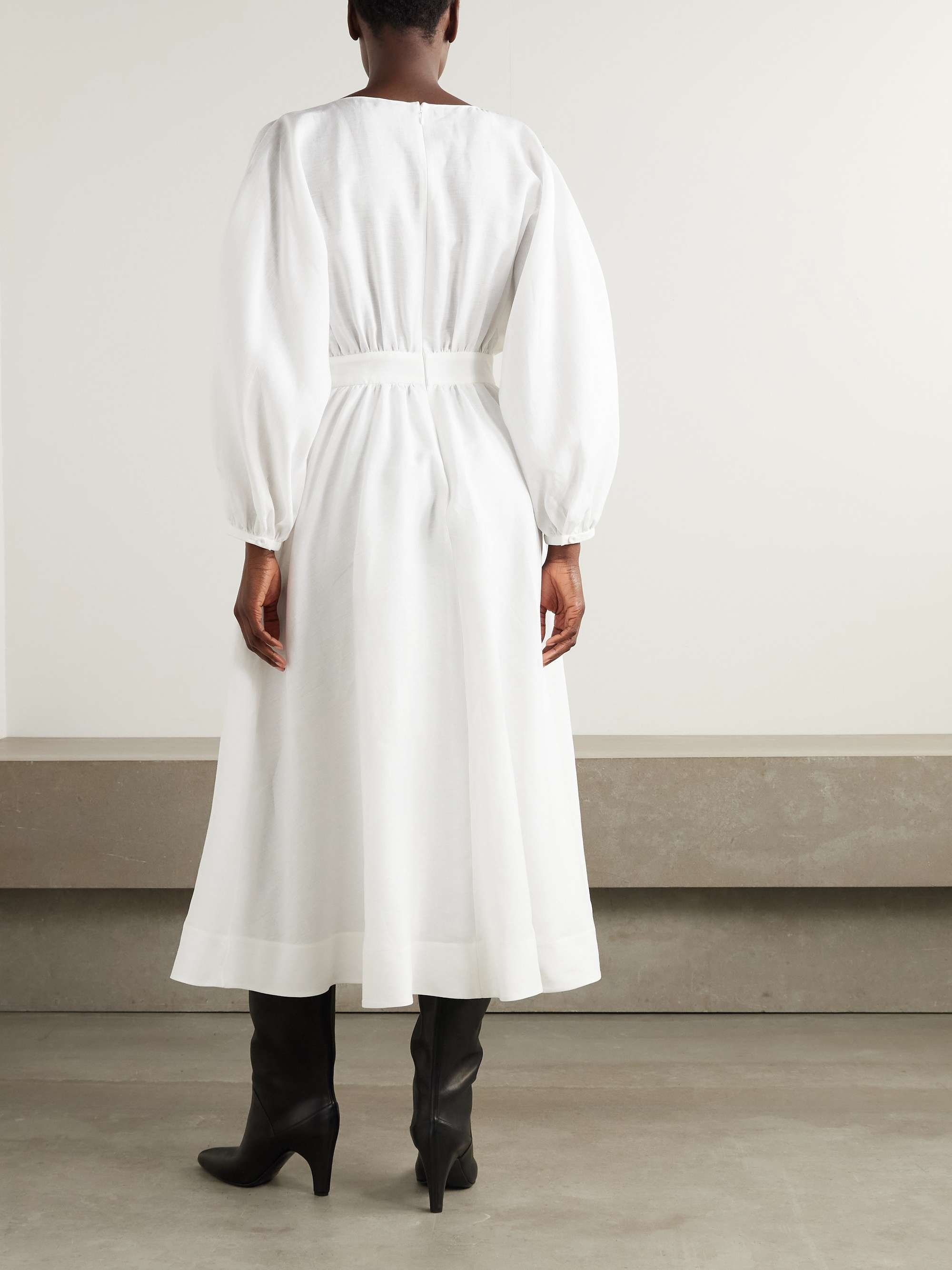 Ahmose gathered Aloe linen maxi dress view