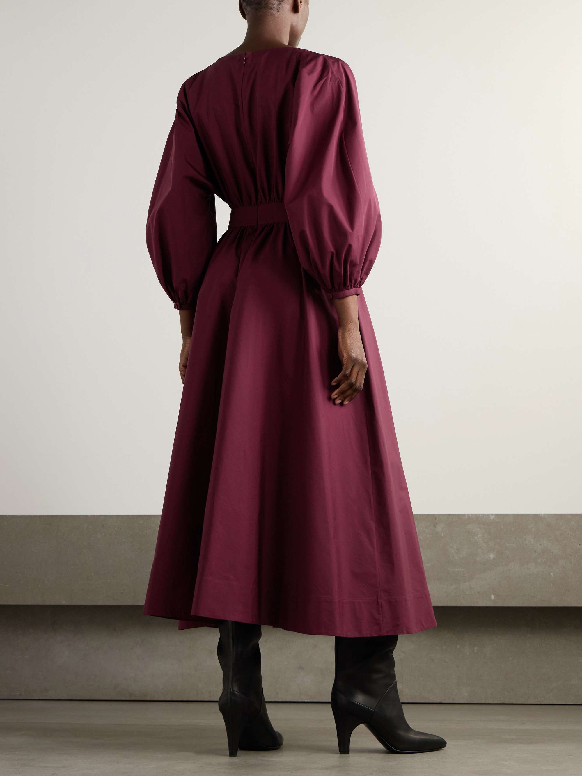 Ahmose gathered cotton-poplin midi dress view
