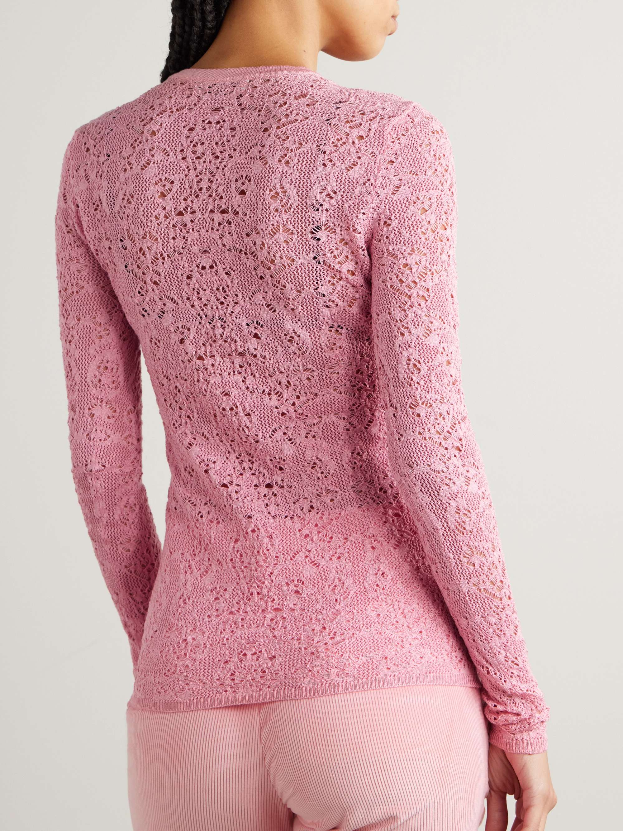 Ithaca crocheted wool and silk-blend Henley top view