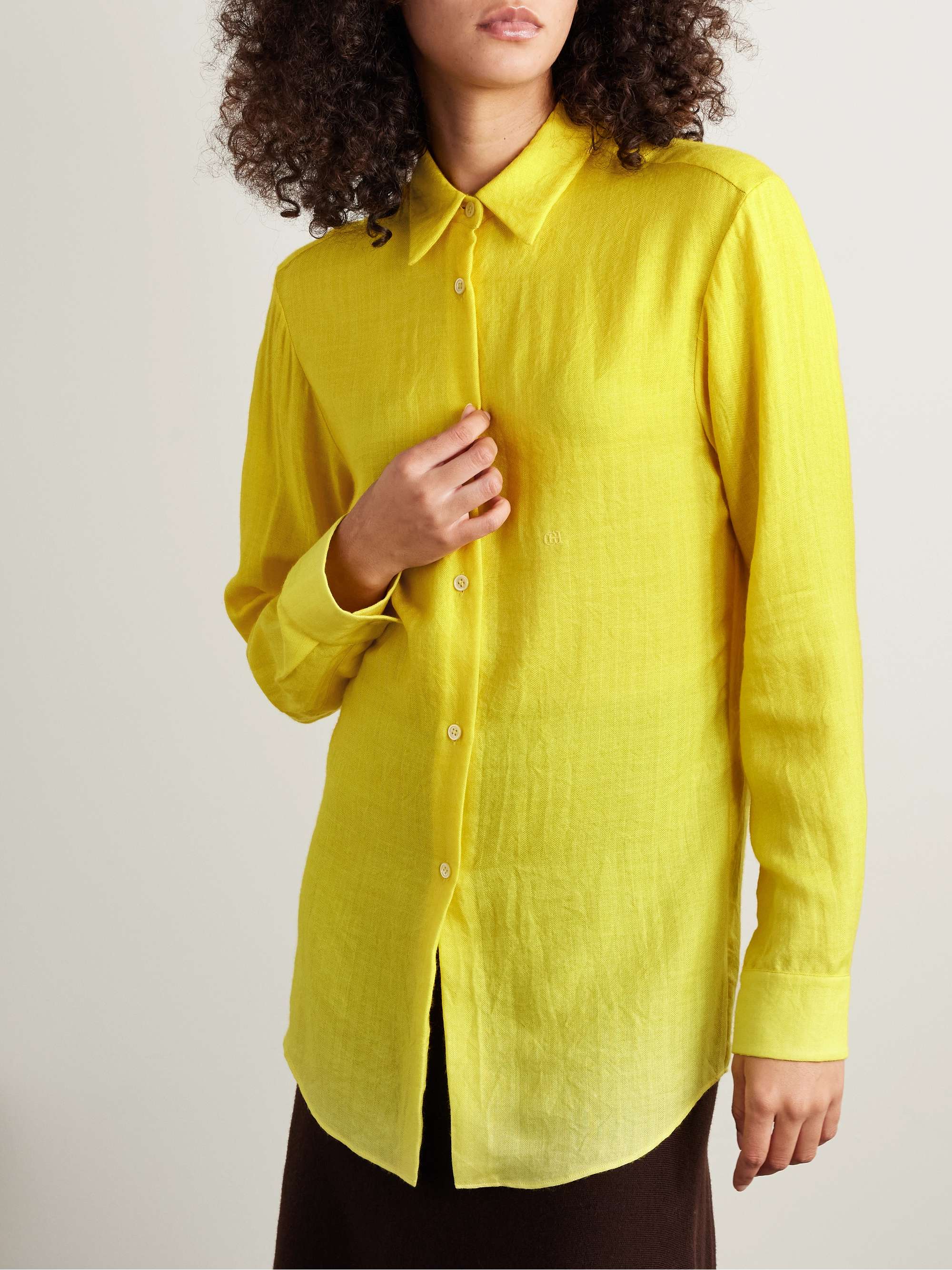 Reyes herringbone cashmere and silk-blend shirt view