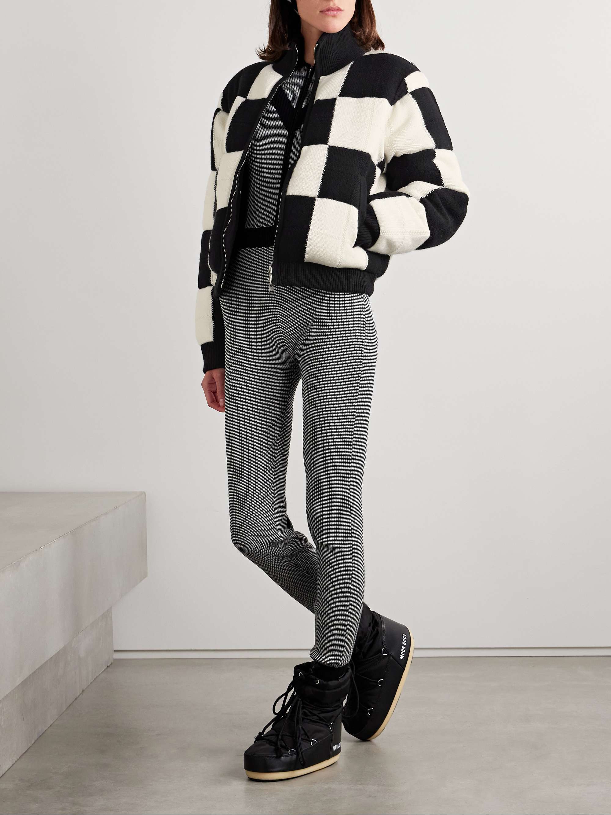 Checked padded quilted wool and cashmere-blend jacket view