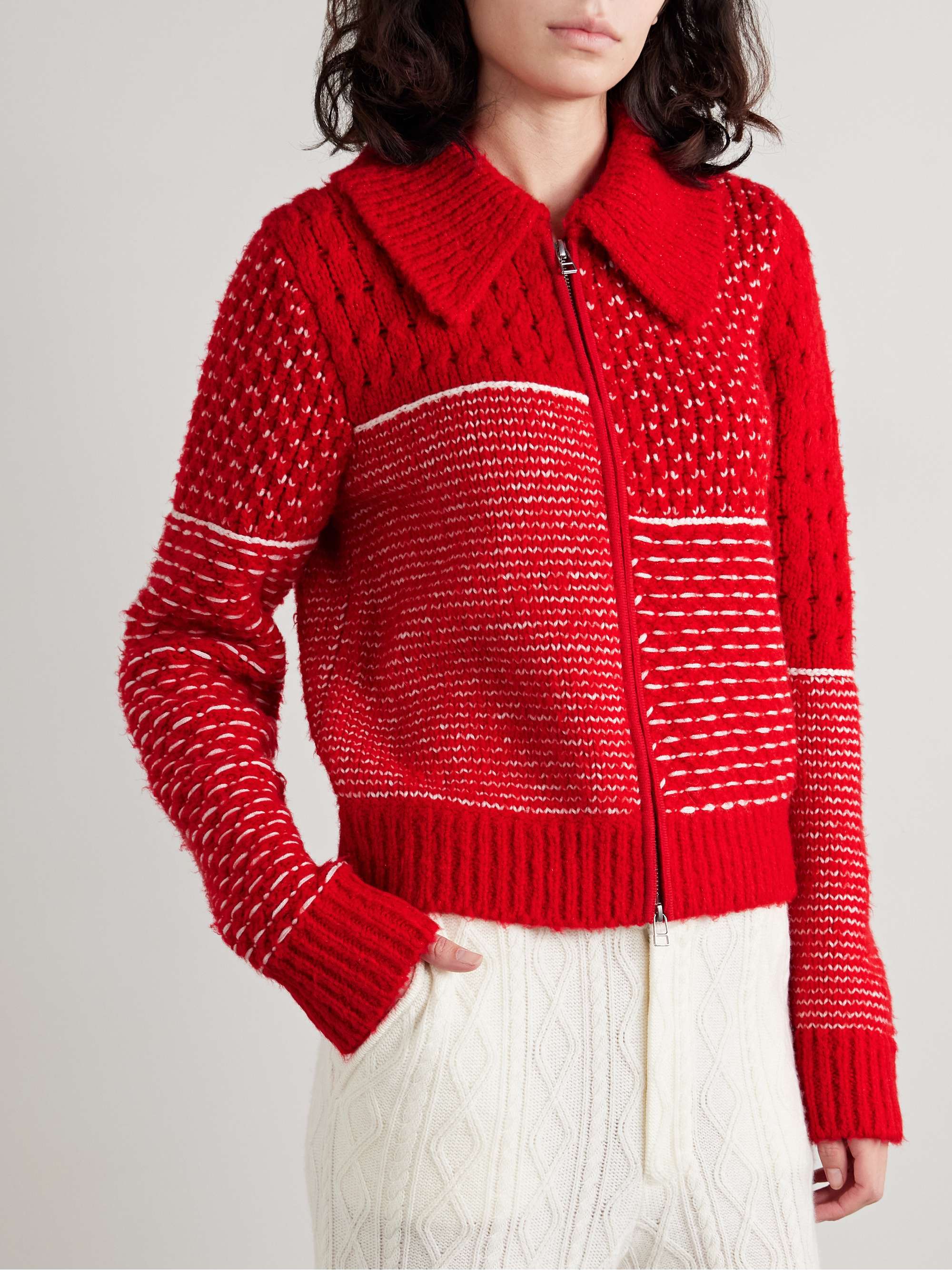 Cloud Frankie jacquard and pointelle-knit wool-blend jacket view