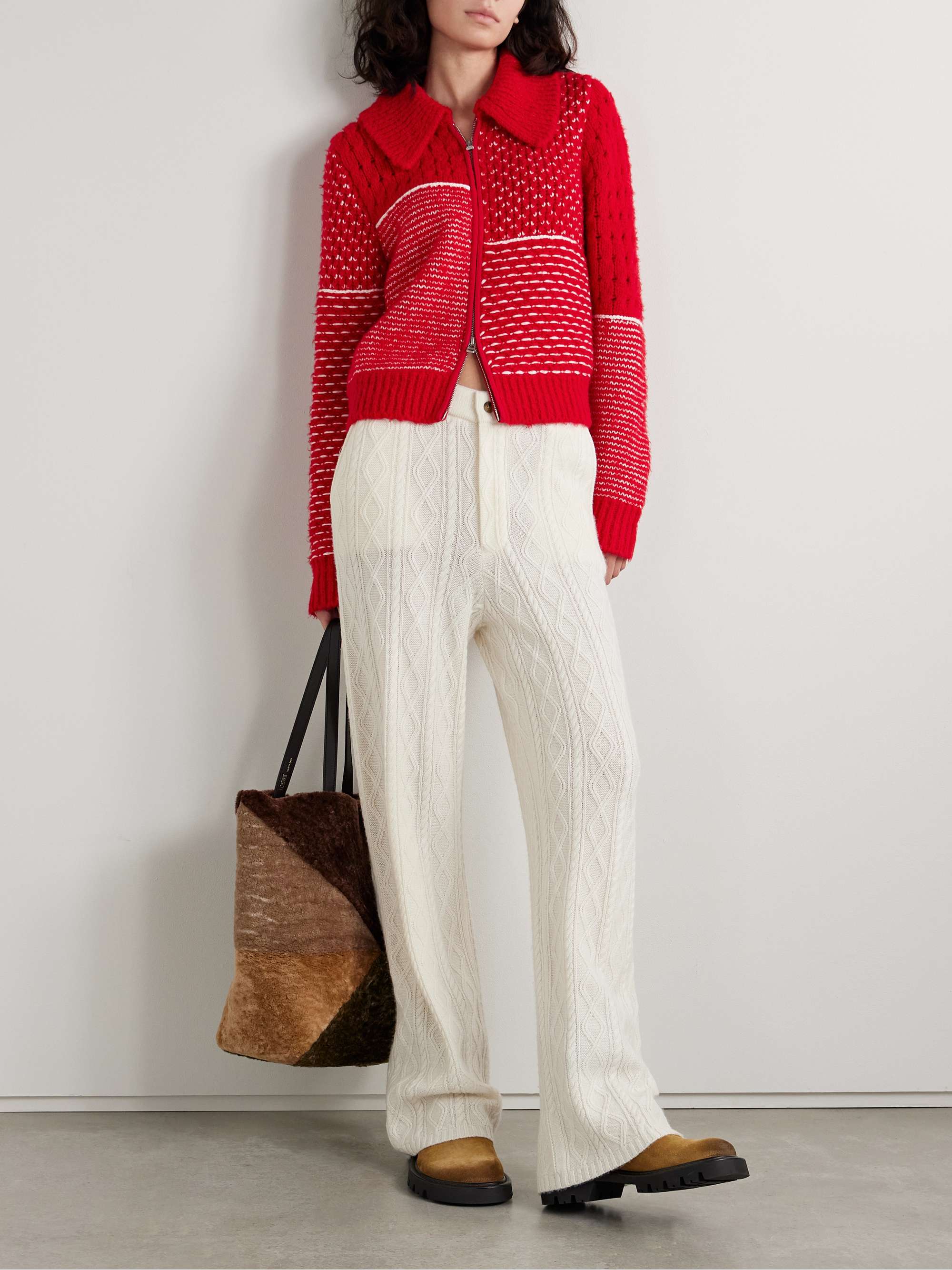 Cloud Frankie jacquard and pointelle-knit wool-blend jacket view