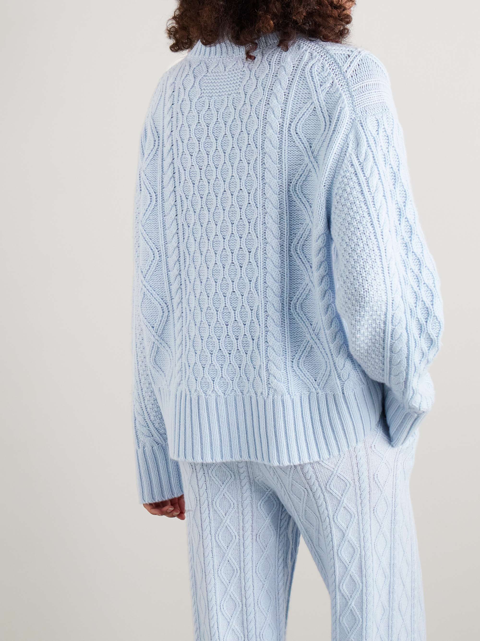 Cable-knit wool and cashmere-blend turtleneck sweater view
