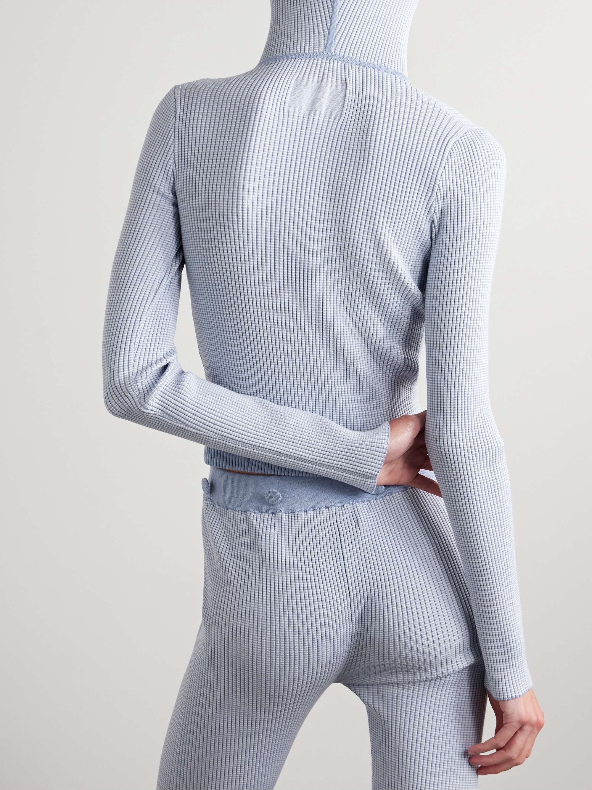 Speed Skate ribbed striped merino wool-blend hoodie view