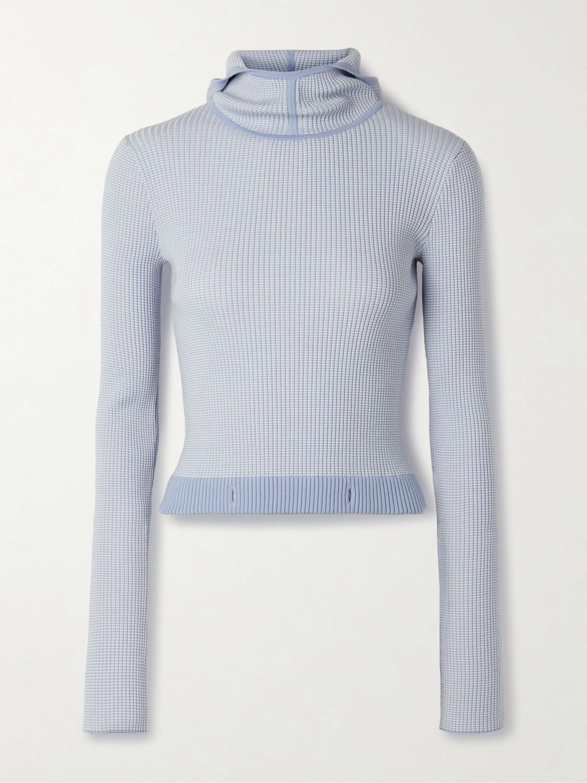 Speed Skate ribbed striped merino wool-blend hoodie view