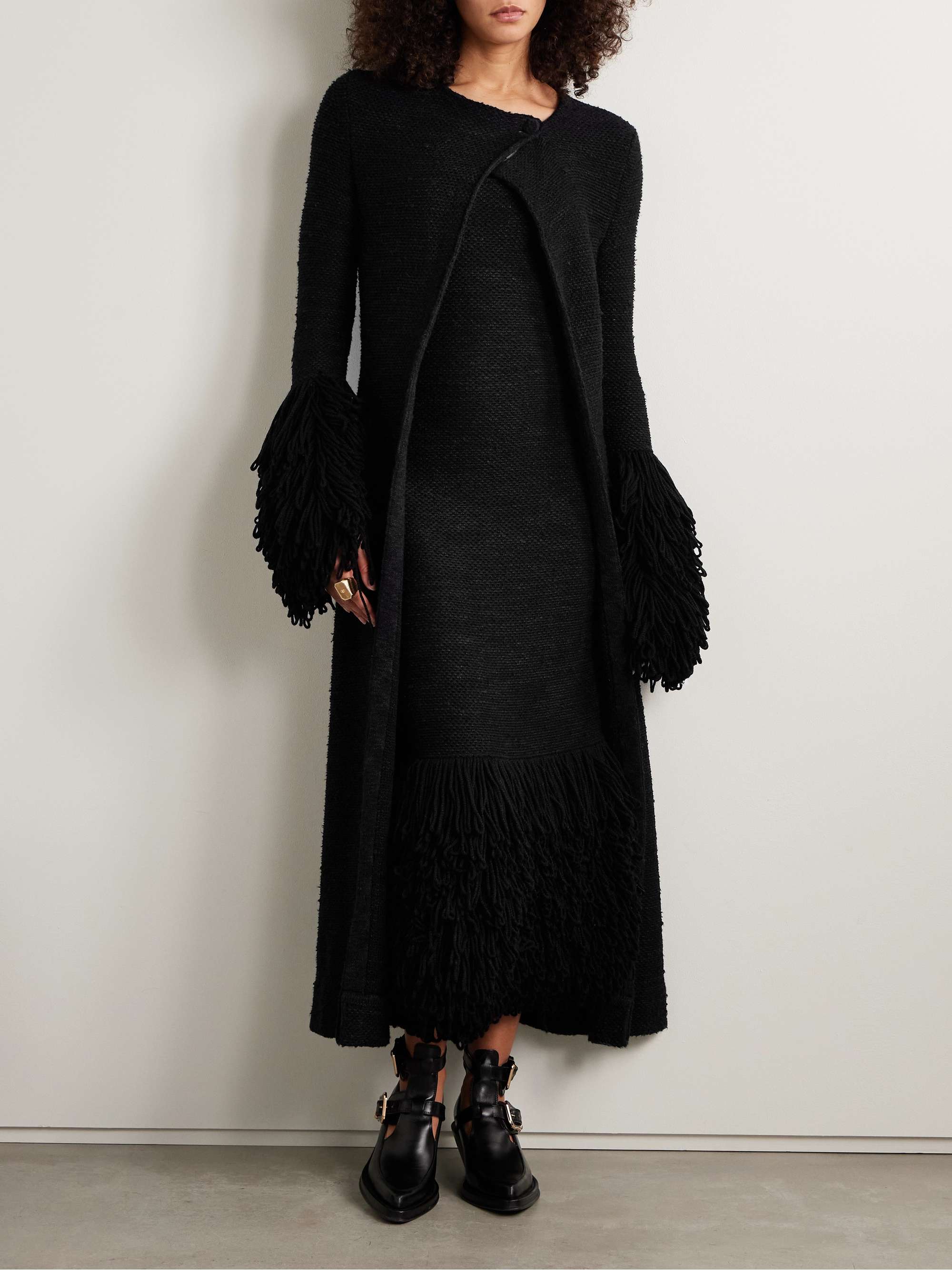 Elete fringed cashmere and silk-blend coat view