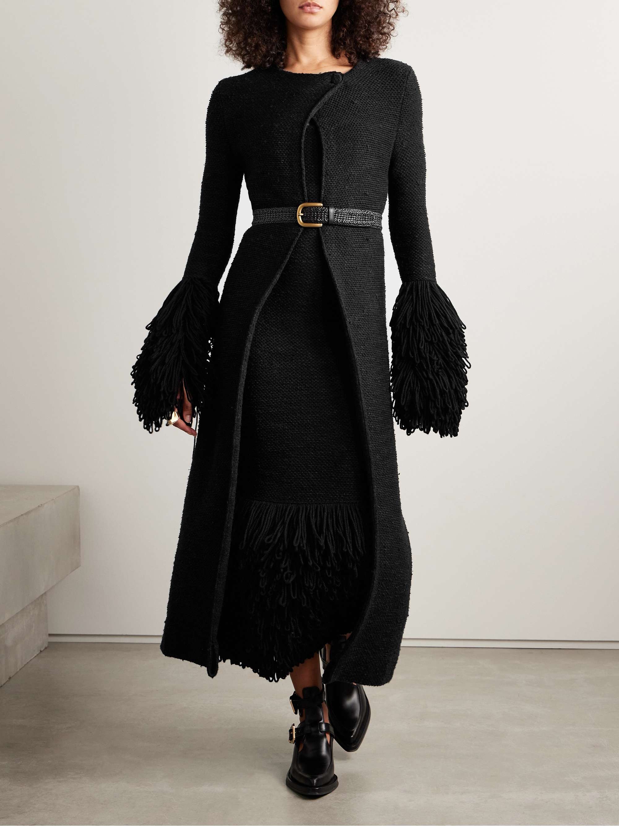 Elete fringed cashmere and silk-blend coat view