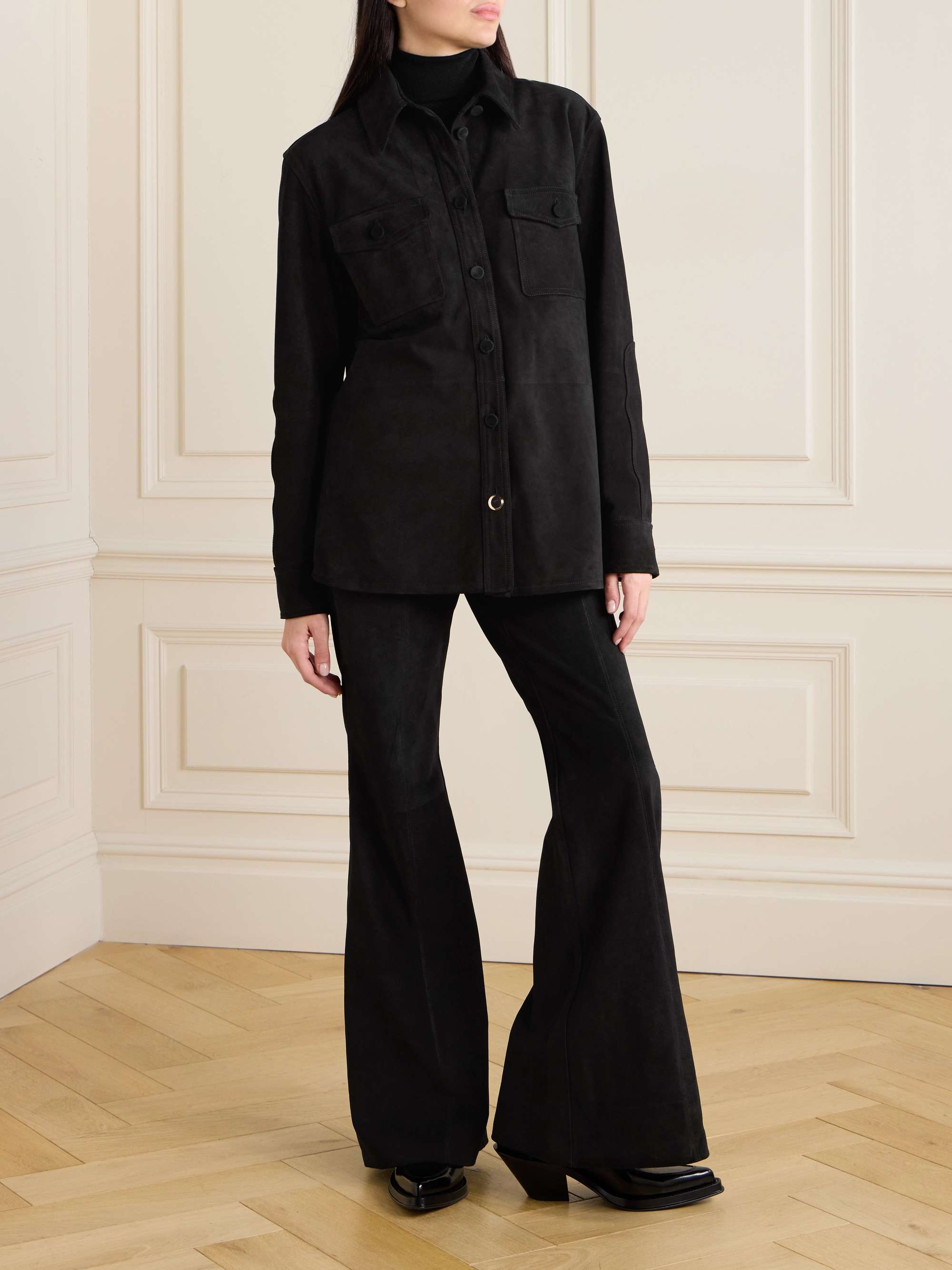 Rhein paneled suede flared pants view