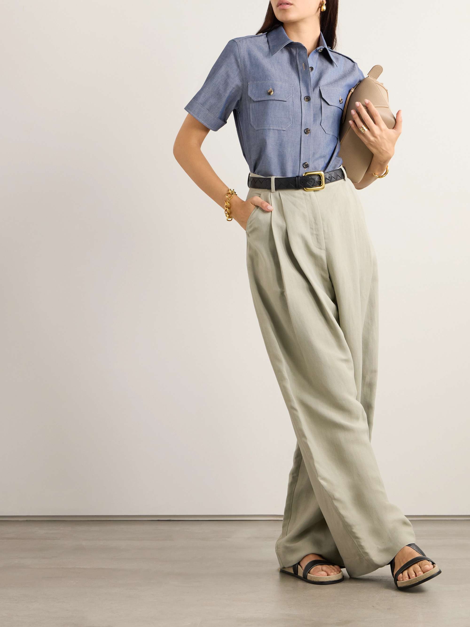 Annalisa cotton and cashmere-blend chambray shirt view