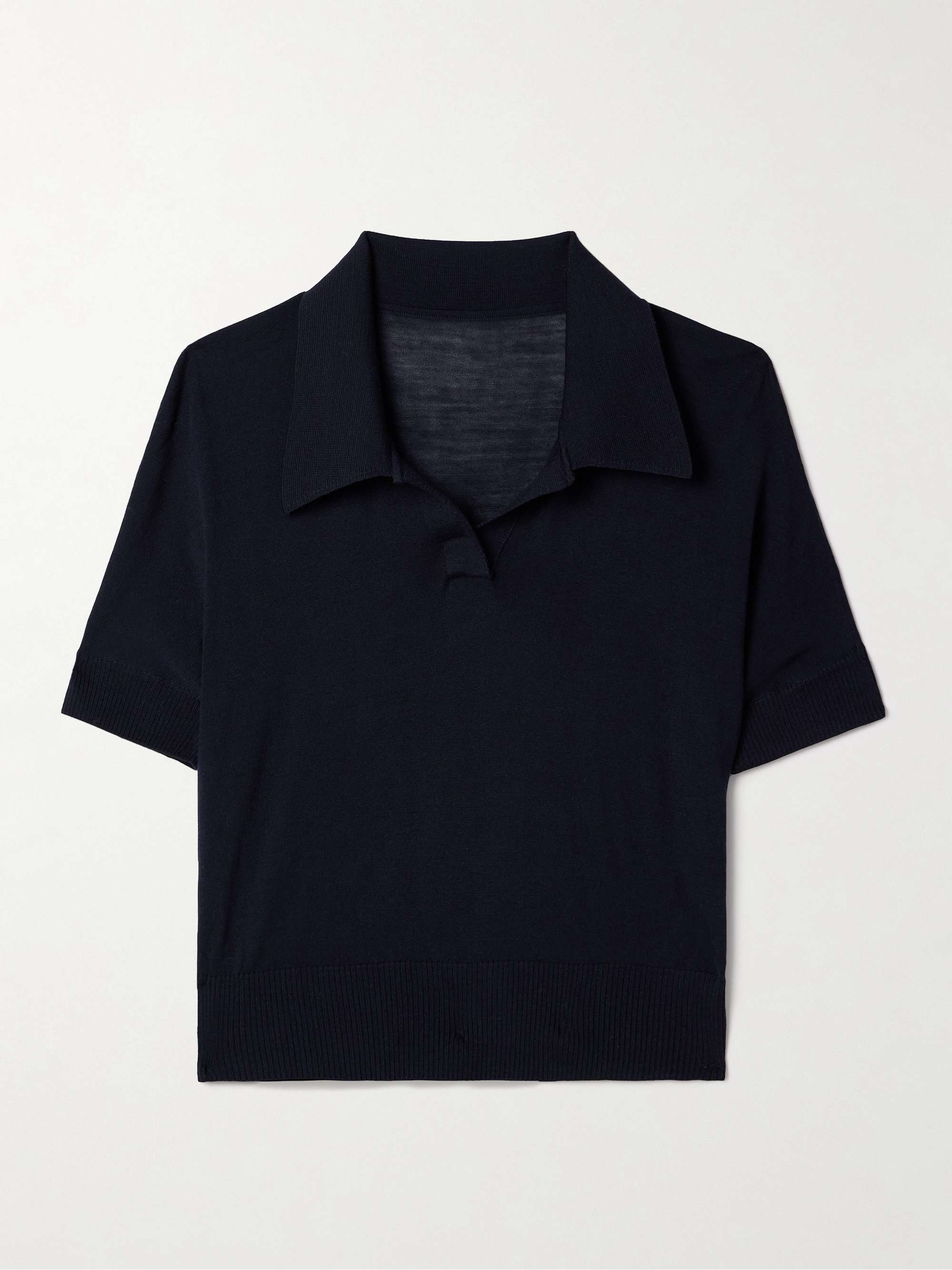 Morgane cropped wool-blend polo top view