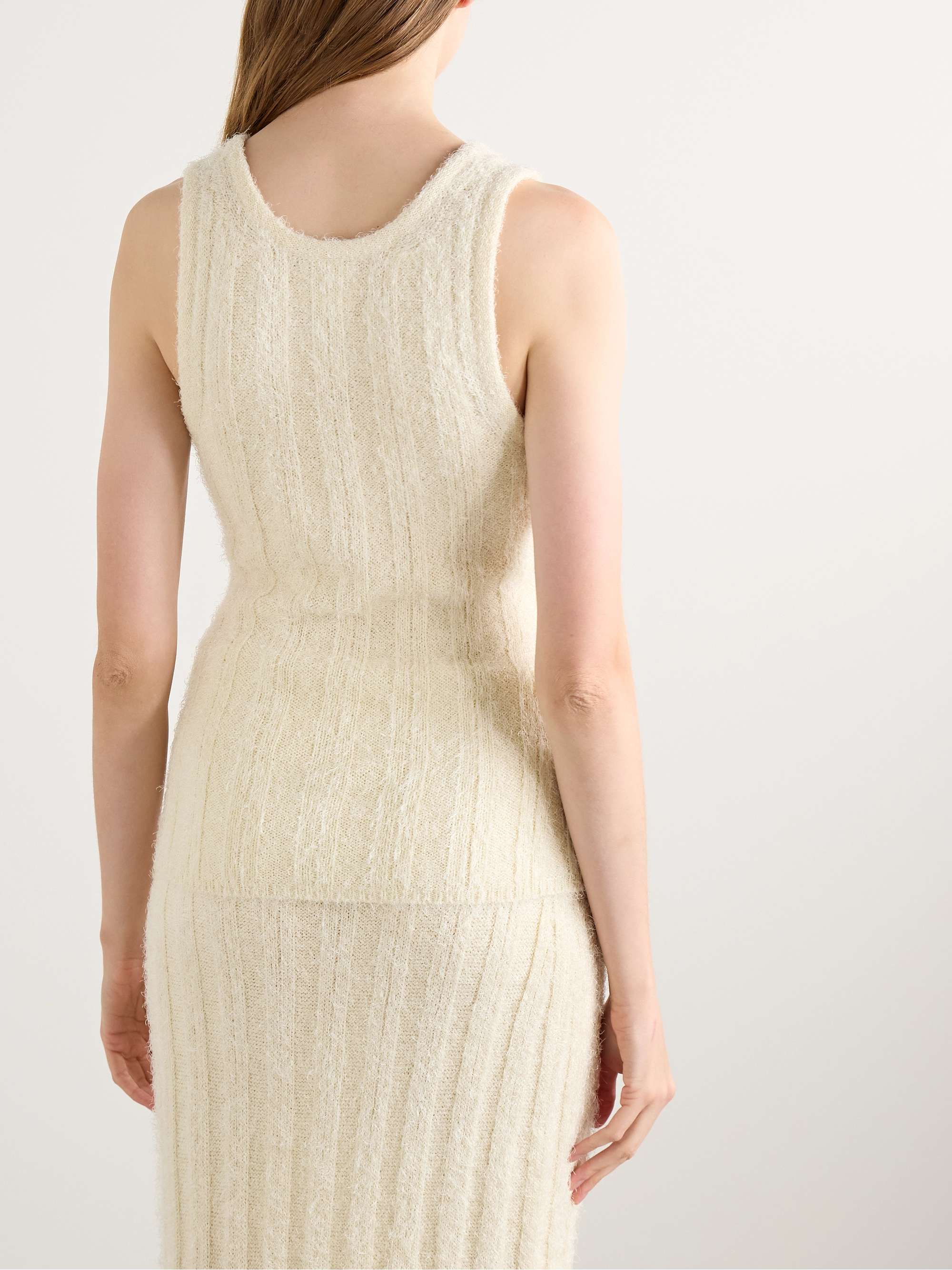Lena ribbed brushed silk and cashmere-blend tank view