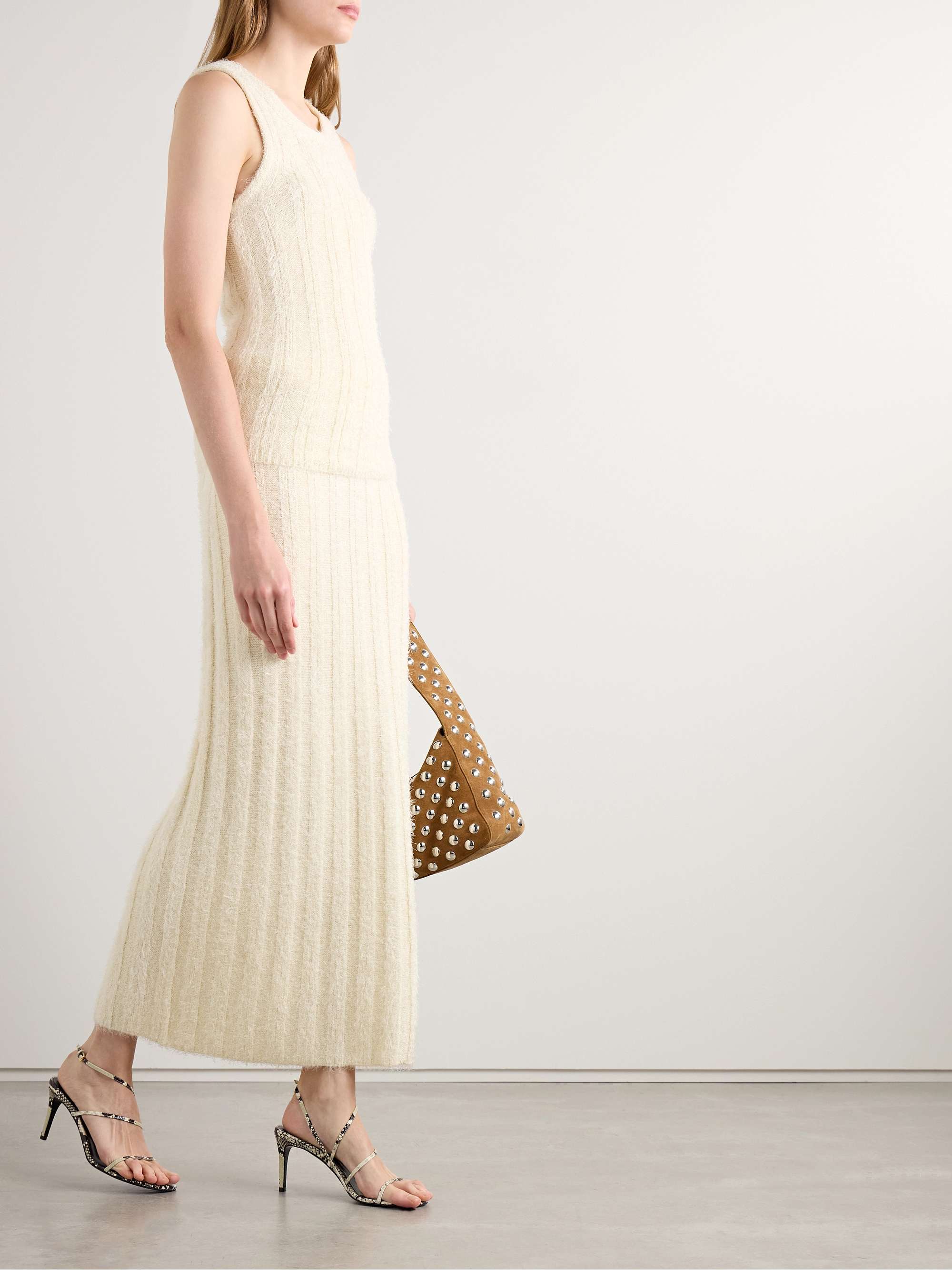 Lena ribbed brushed silk and cashmere-blend tank view