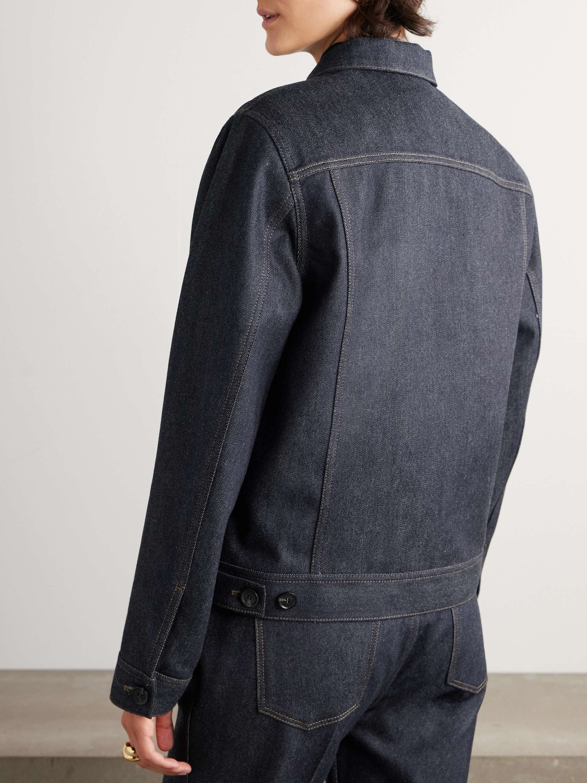 Kea shearling-trimmed cotton and cashmere-blend denim jacket view