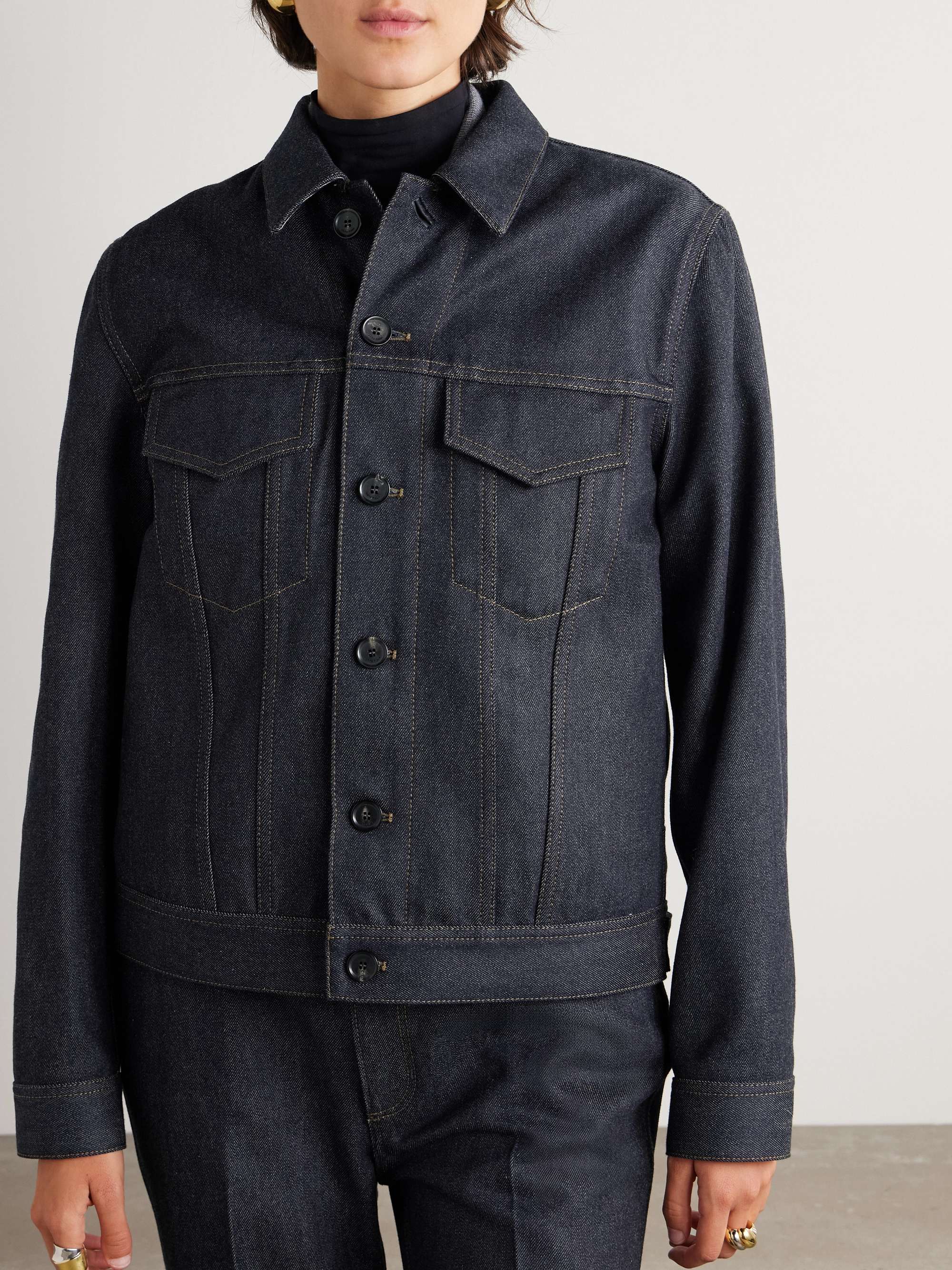 Kea shearling-trimmed cotton and cashmere-blend denim jacket view