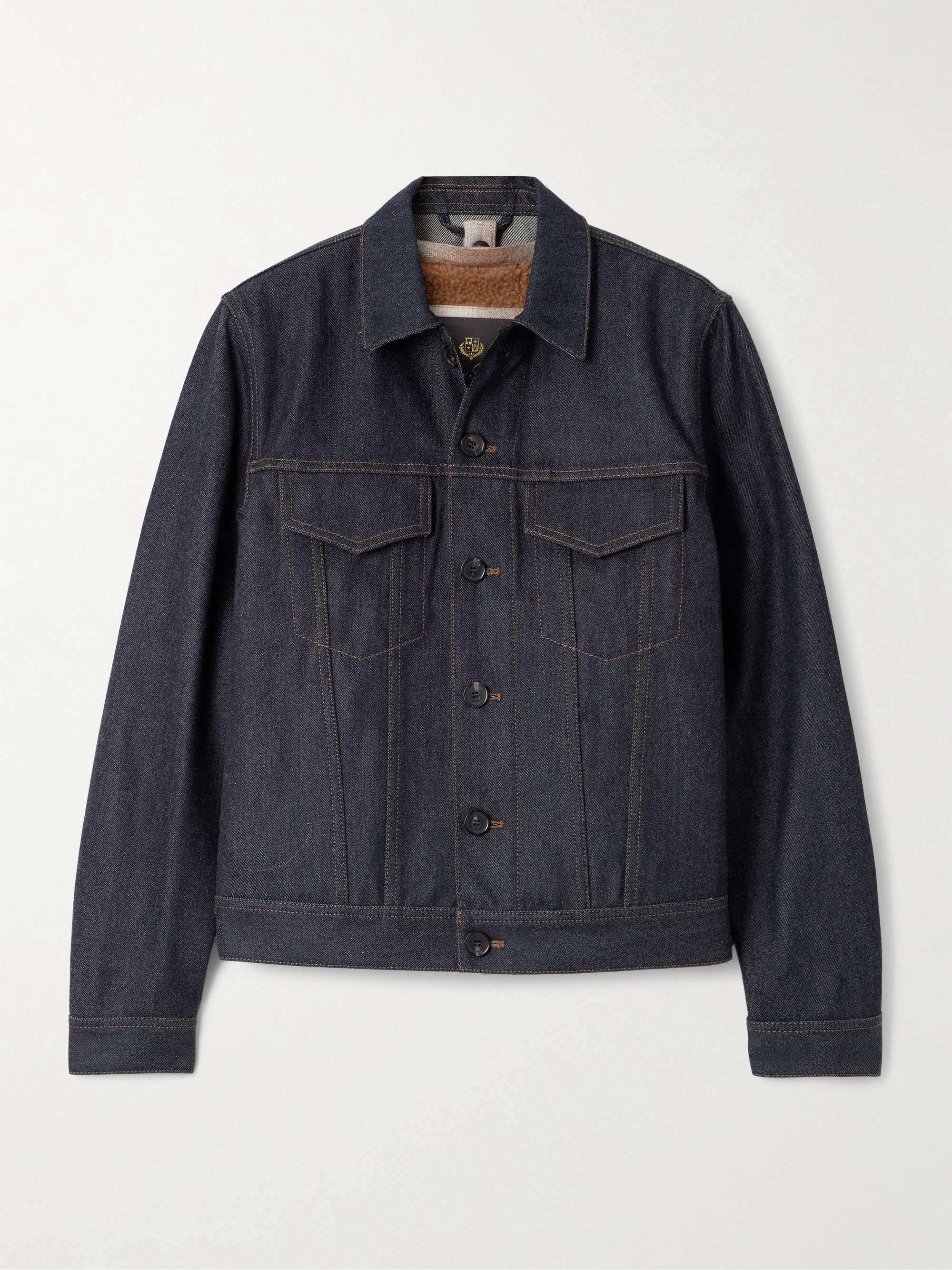 Kea shearling-trimmed cotton and cashmere-blend denim jacket view