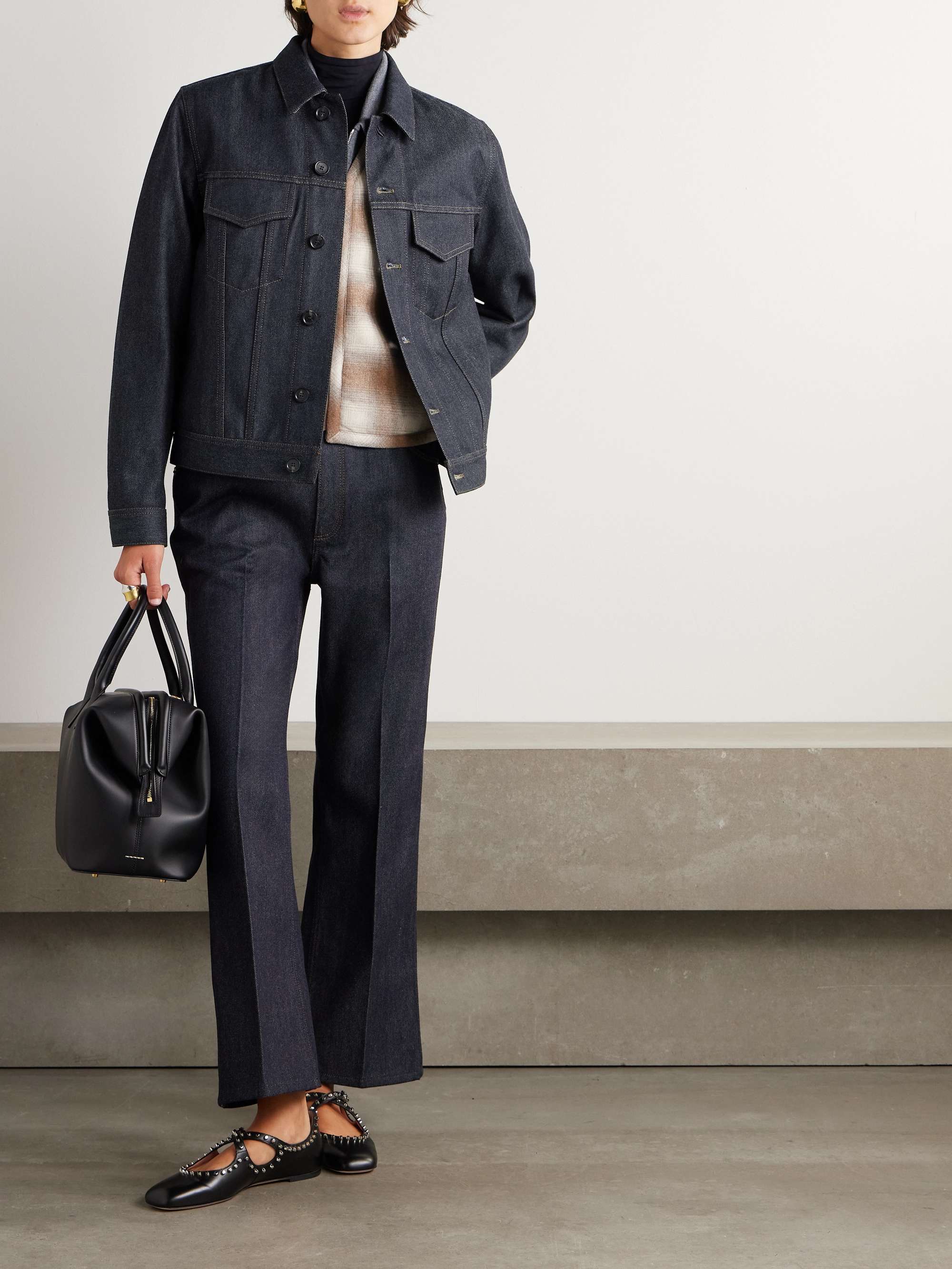 Kea shearling-trimmed cotton and cashmere-blend denim jacket view