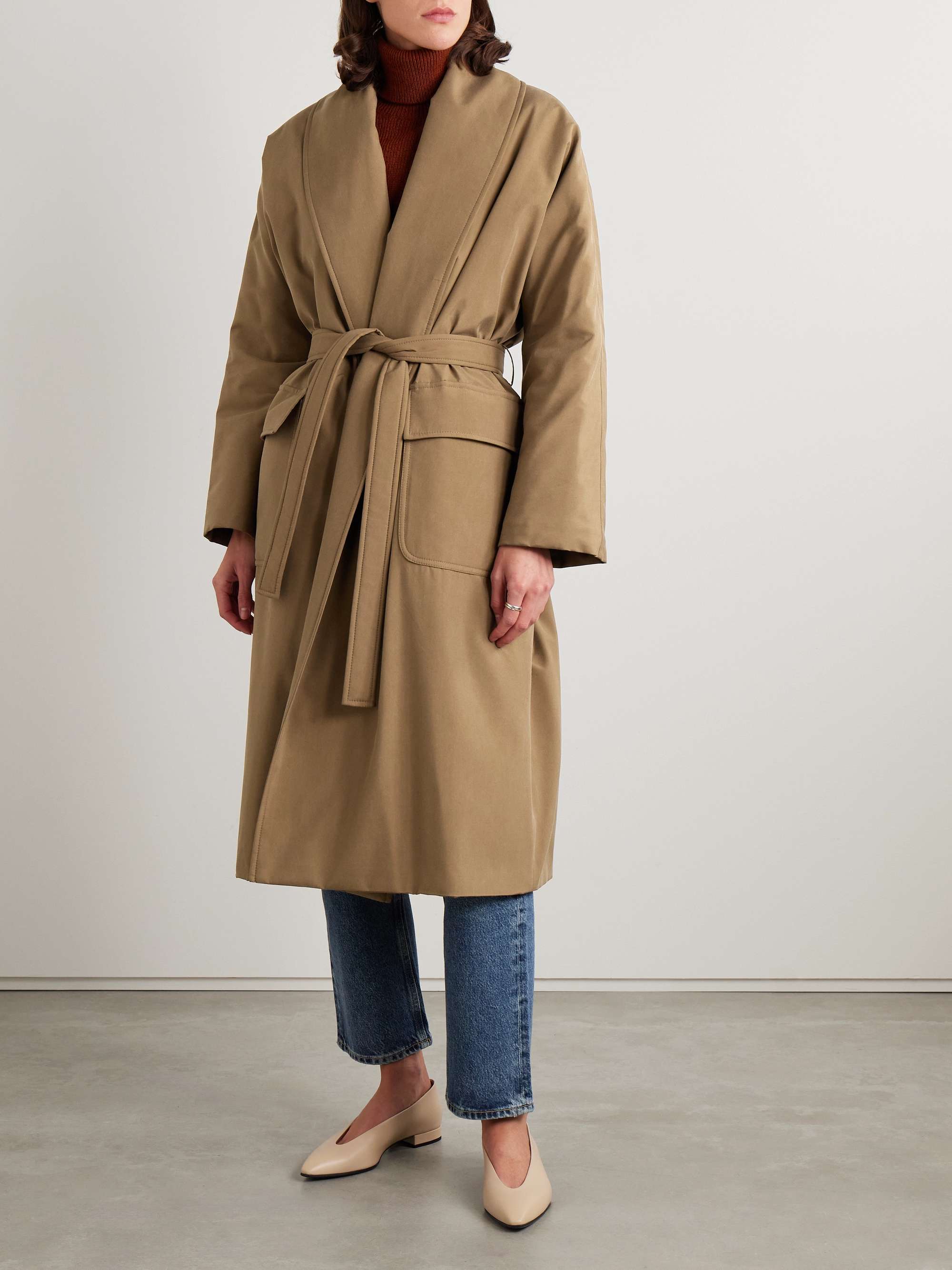 Dwight belted silk coat view